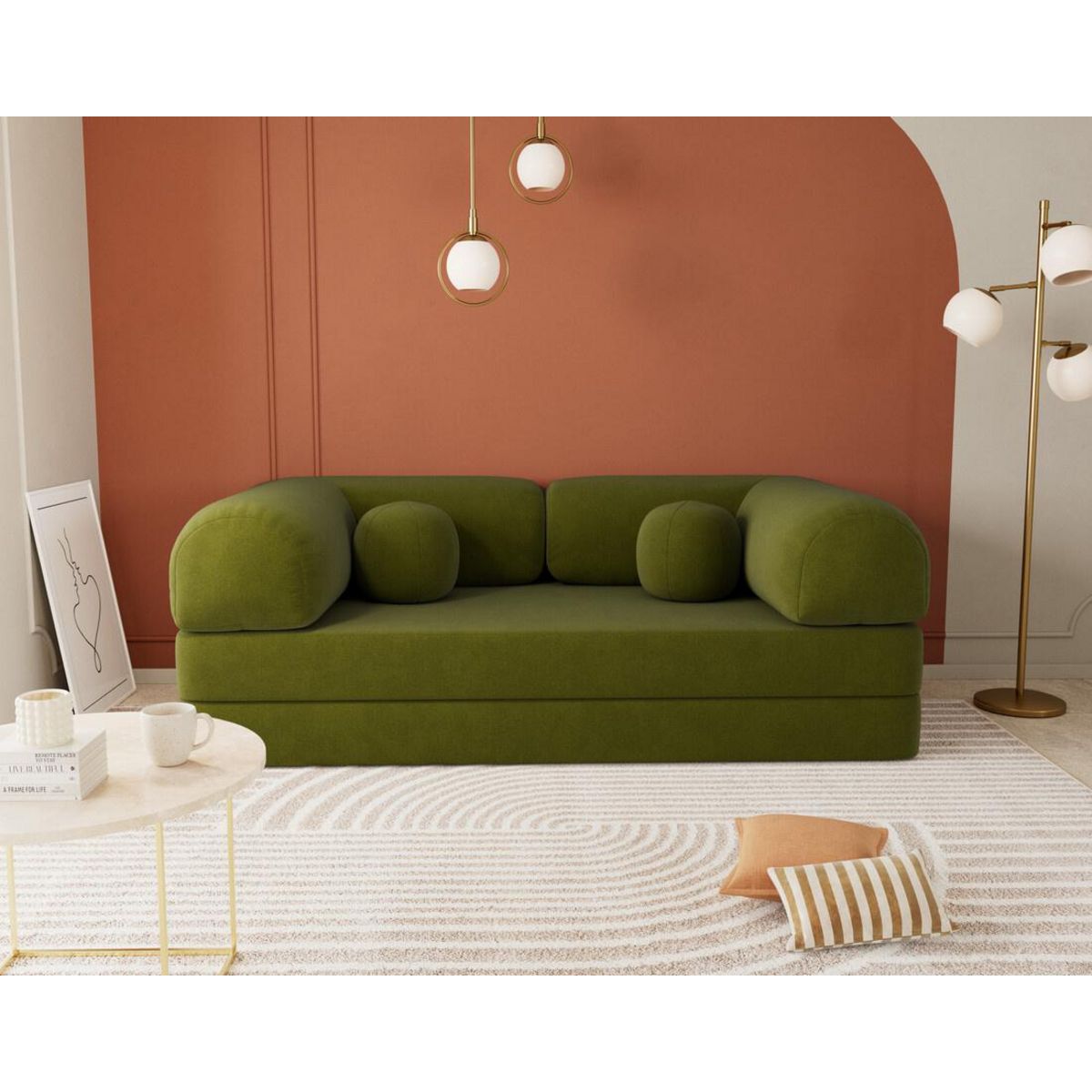 LISA DESIGN Nebula - canapé 3 places convertible en velours texturé