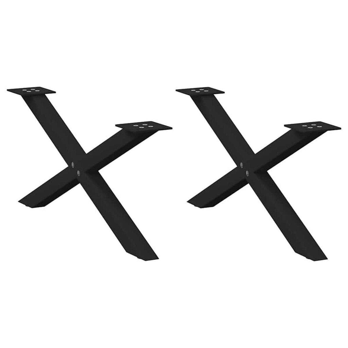 VIDAXL Pieds de table basse forme de X 2 pcs noir 70x(30-31) cm acier