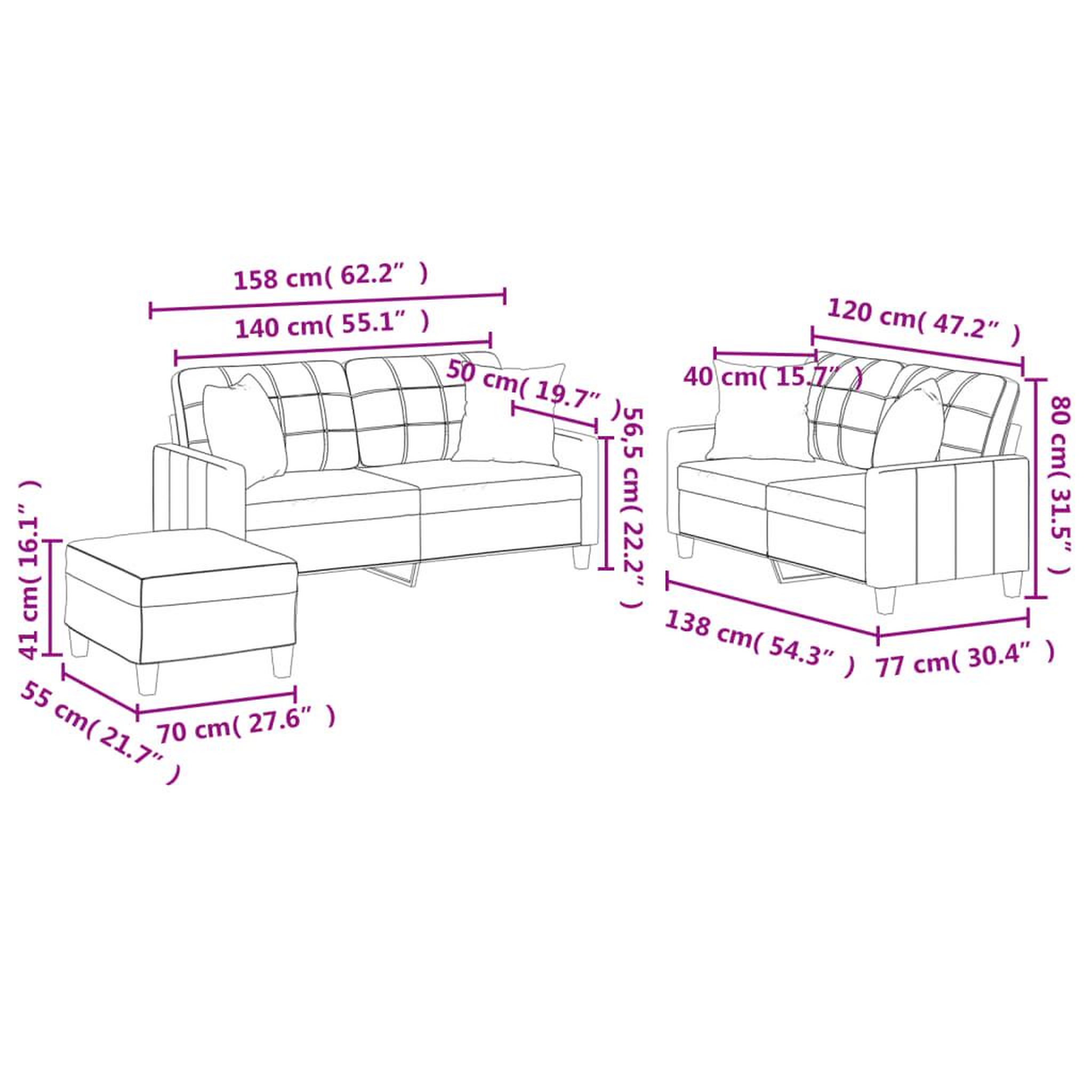 Voir la diapositive 6 : VIDAXL Ensemble de canapes 3 pcs avec coussins noir similicuir