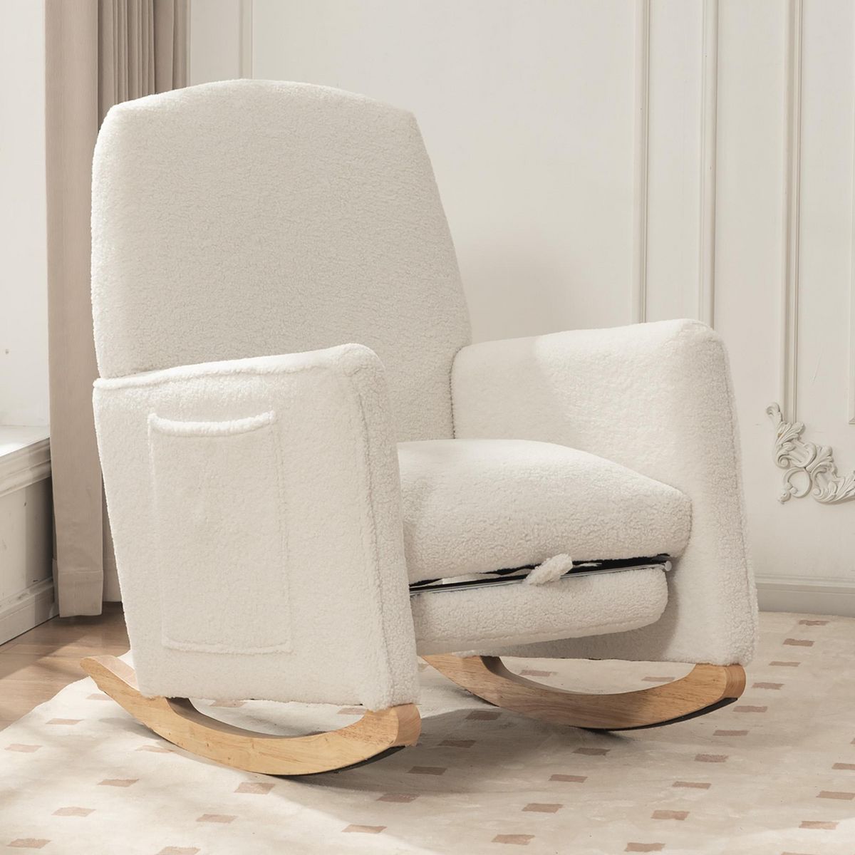 MERAX Fauteuil à Bascule Rocking Chair Avec Repose-pieds Extensible Blanc