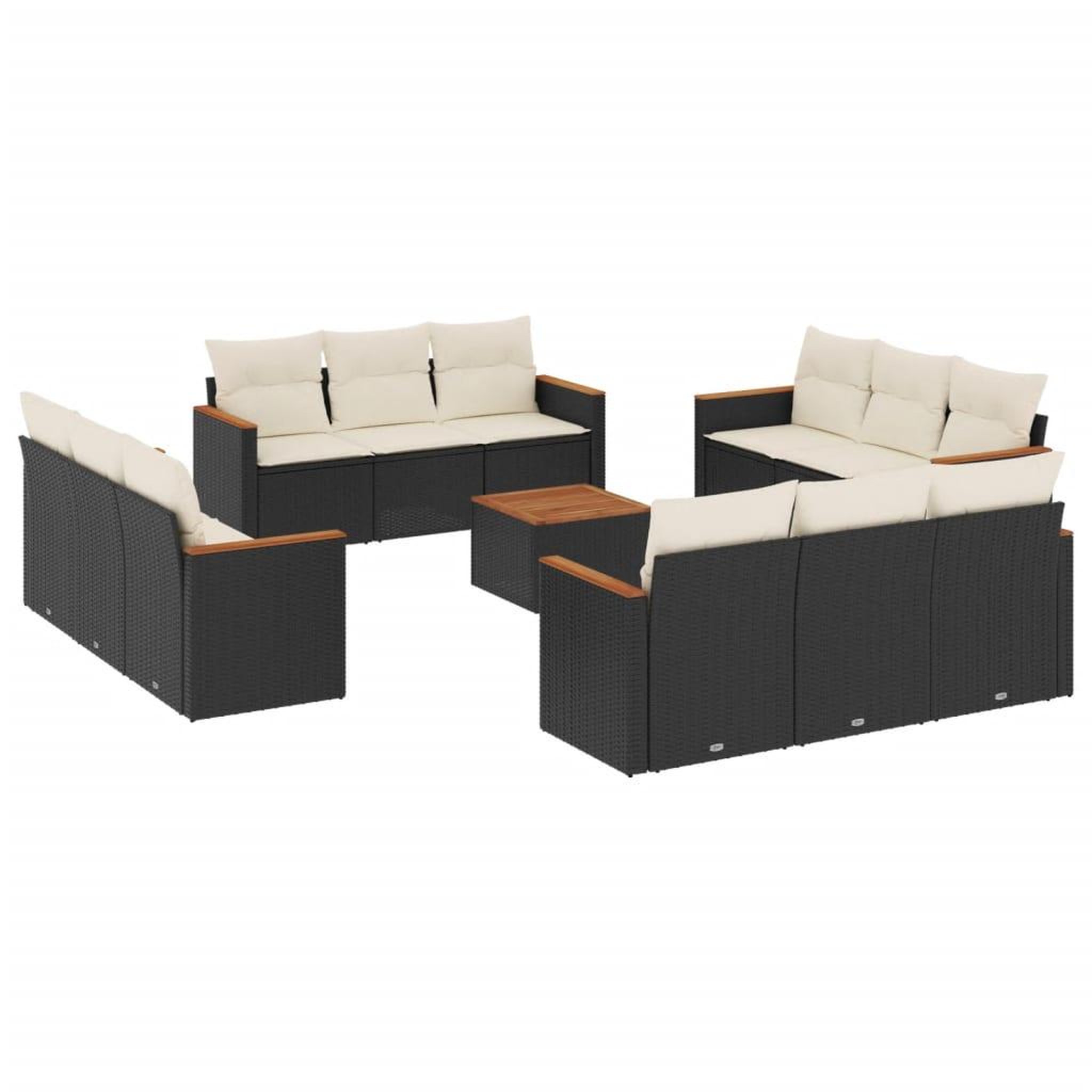 Voir la diapositive 2 : VIDAXL Salon de jardin avec coussins 13 pcs noir resine tressee