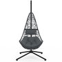 Voir la diapositive 5 : ID MARKET Fauteuil demi-lune suspendu ajouré effet rotin gris avec coussin gris