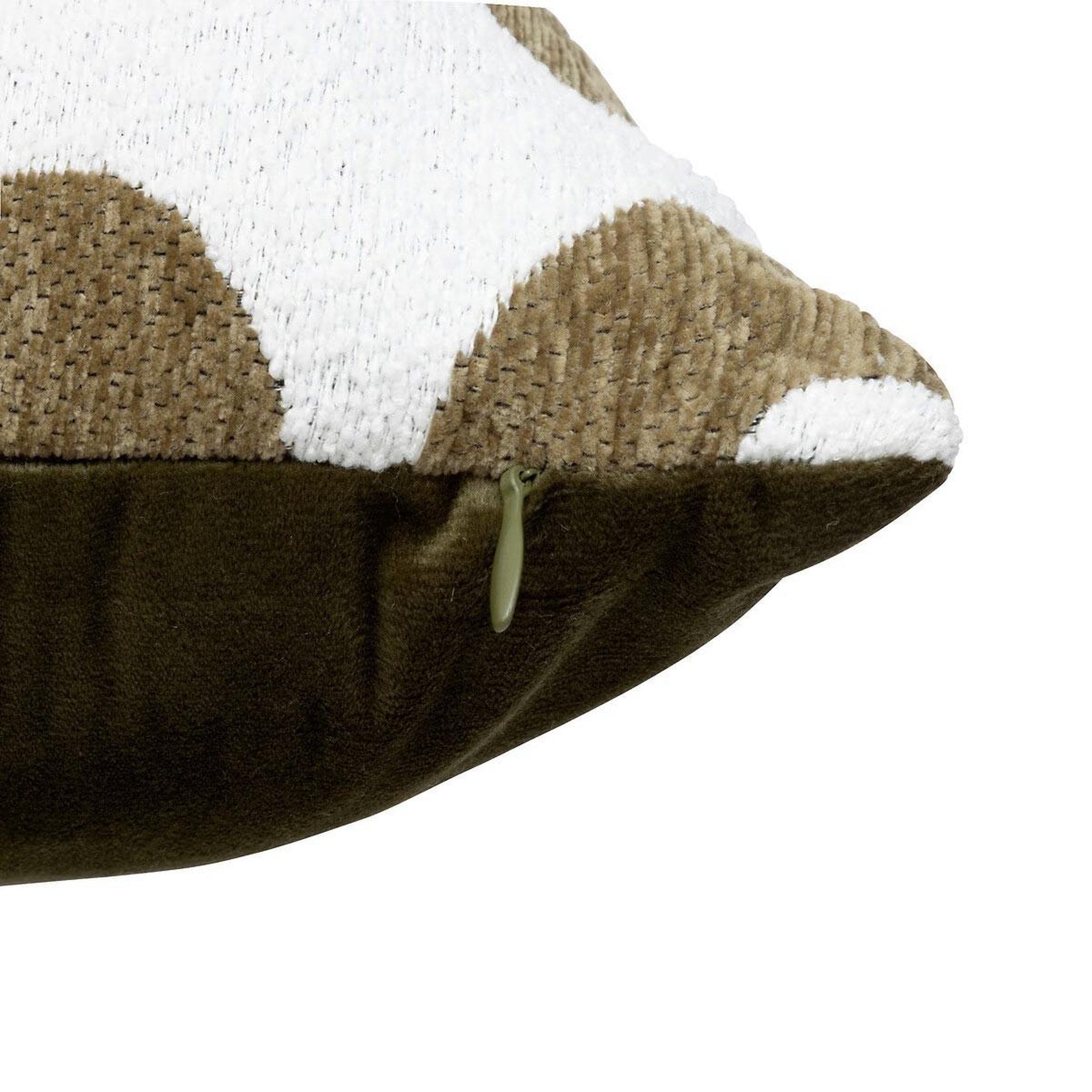 Voir la diapositive 3 : ATMOSPHERA Coussin déco chenille  safina  40x40cm kaki