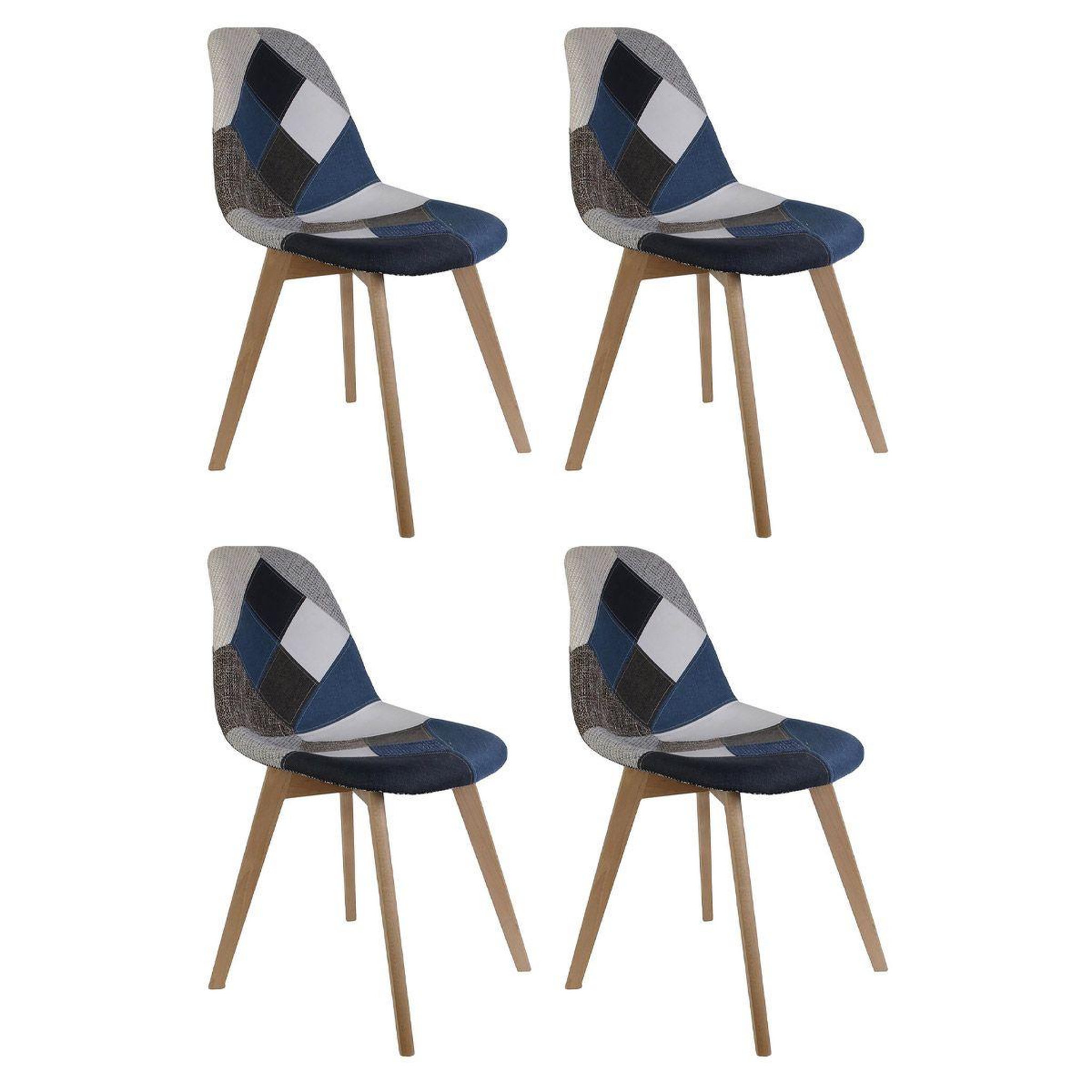 The Home Deco Factory Lot de 4 chaises patchwork  colmar  85cm bleu