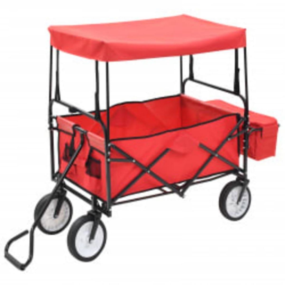 VIDAXL Chariot a main pliable avec toit Acier Rouge
