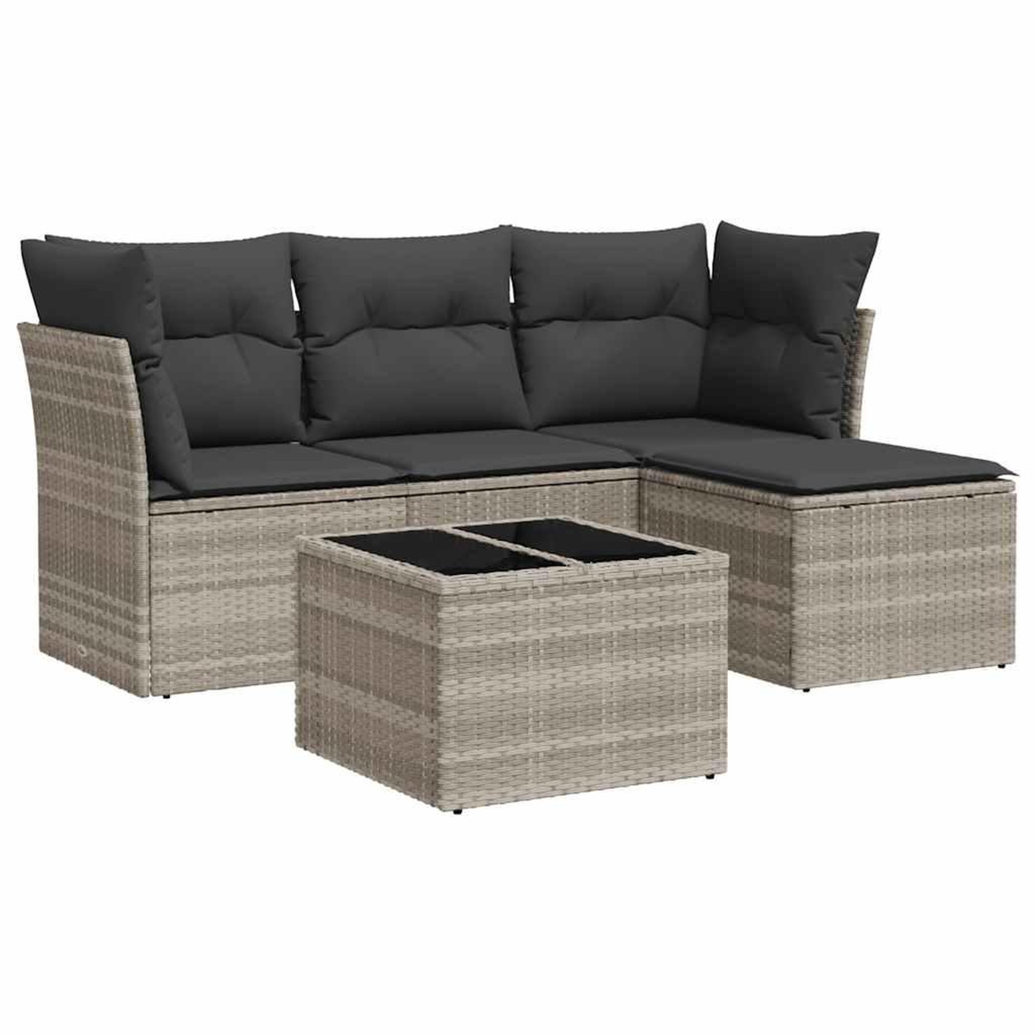 Voir la diapositive 2 : VIDAXL Salon de jardin 5 pcs avec coussins gris clair resine tressee