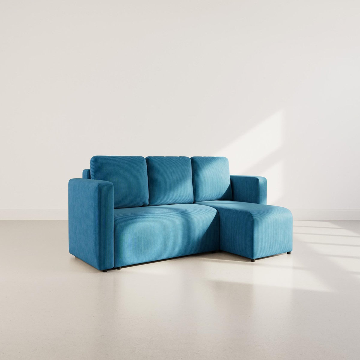 BEST MOBILIER Canopy - canapé d'angle réversible 4 places convertible avec coffre en velours côtelé