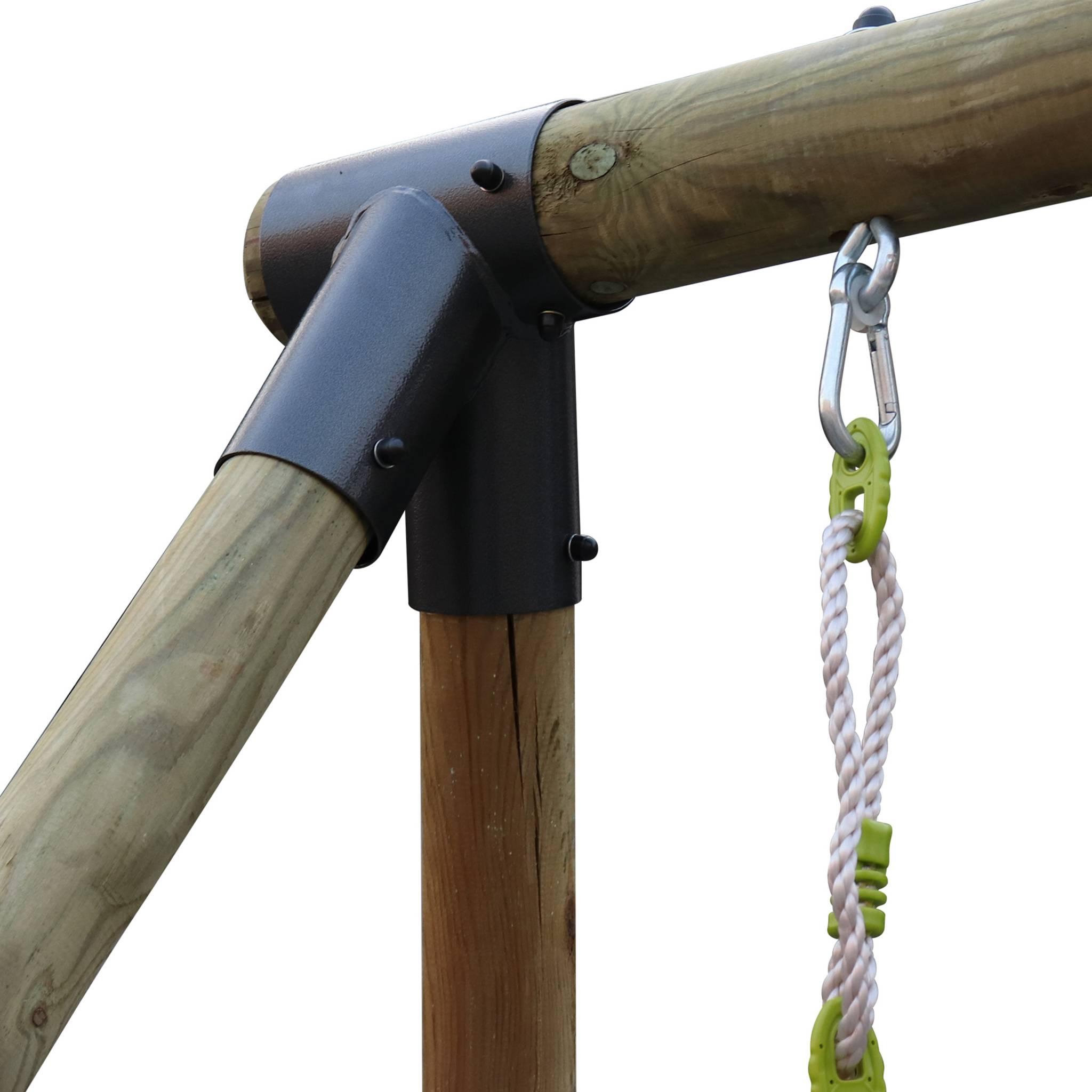 Voir la diapositive 6 : SWEEEK Aire de jeux MARIN en bois avec toboggan. 1 face à face. 2 balançoires. pin autoclave