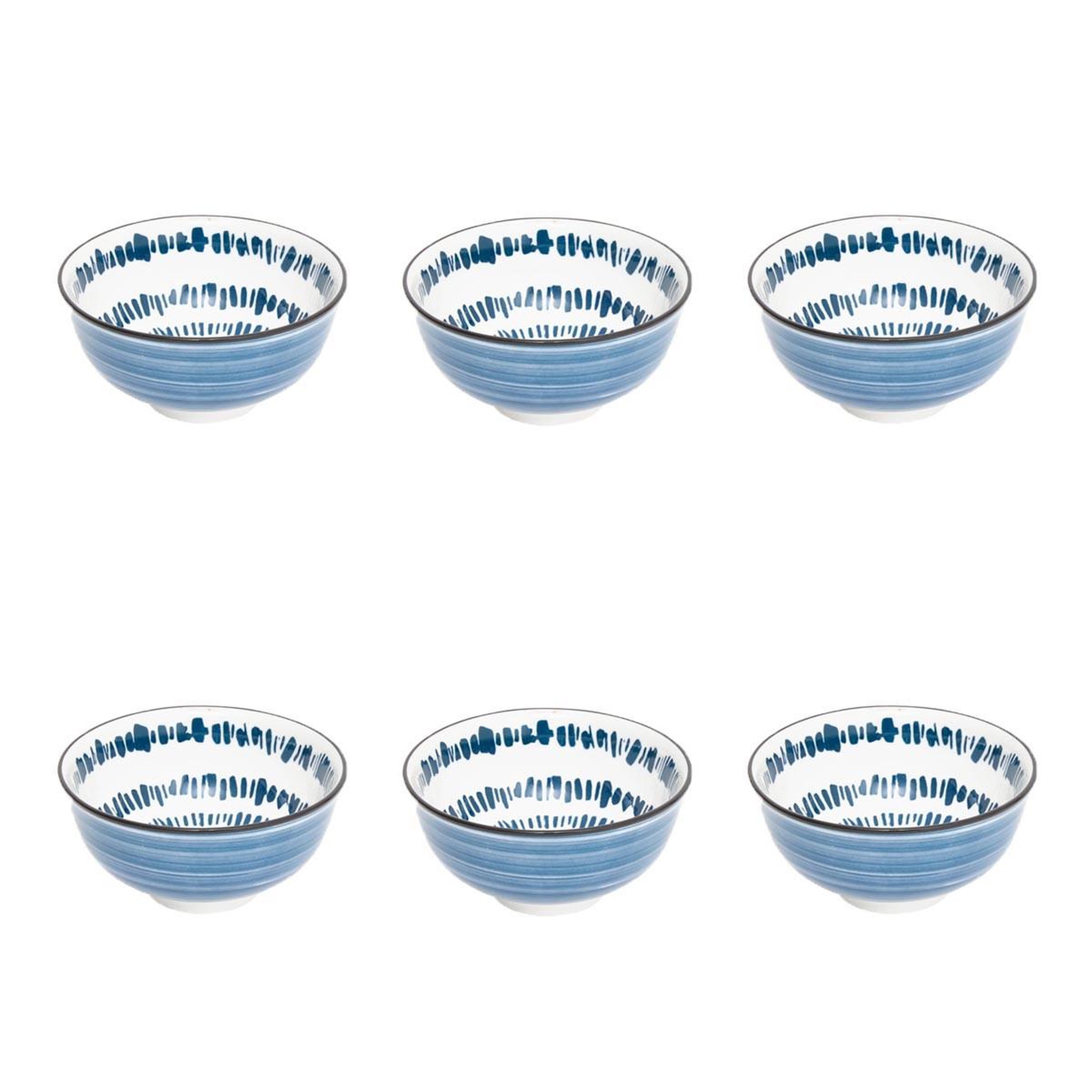 SECRET DE GOURMET Lot de 6 coupelles en porcelaine  umami rayon  11cm bleu