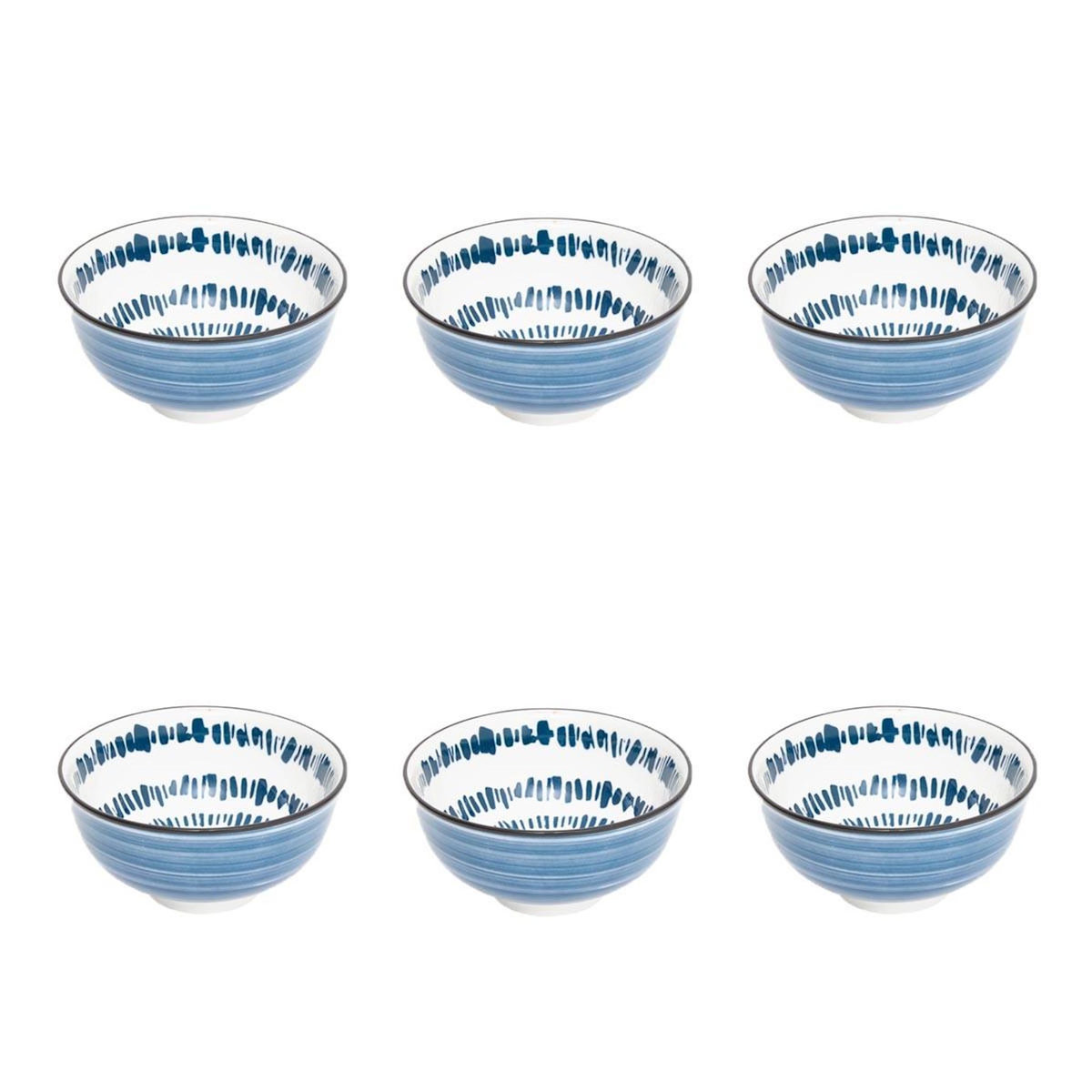 SECRET DE GOURMET Lot de 6 Coupelles en Porcelaine  Umami Rayon  11cm Bleu
