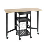 Wenko Desserte de cuisine dépliante 6 roulettes - Noir