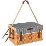 OUTSUNNY Panier de pique-nique en osier ensemble panier pique-nique 4 personnes avec petite table et accessoires