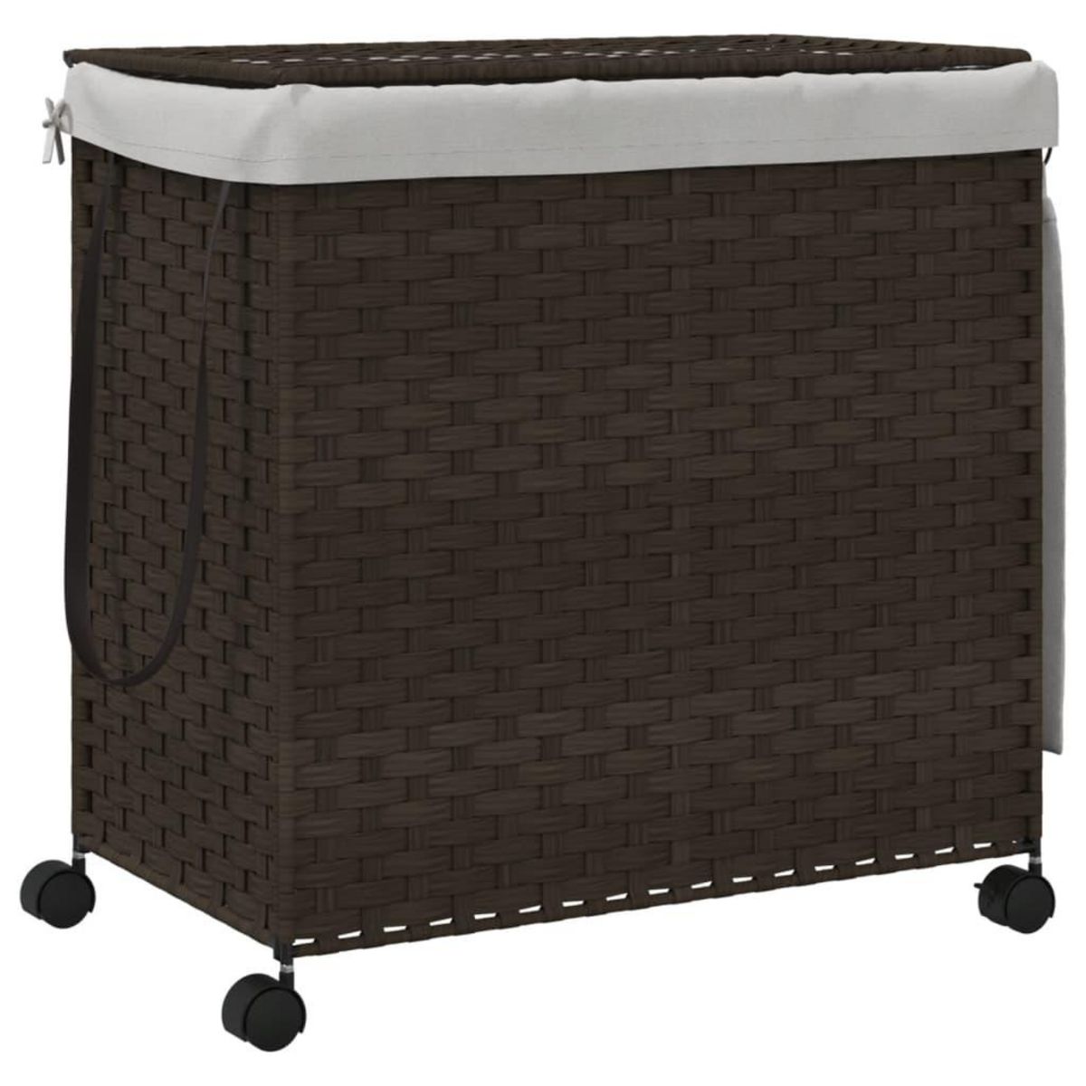 VIDAXL Panier a linge avec roulettes marron fonce 60x35x60,5 cm
