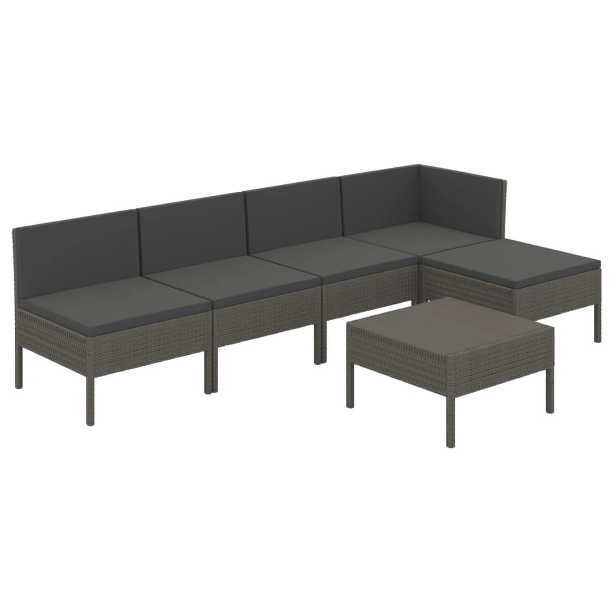 Voir la diapositive 2 : VIDAXL Salon de jardin 6 pcs avec coussins resine tressee gris