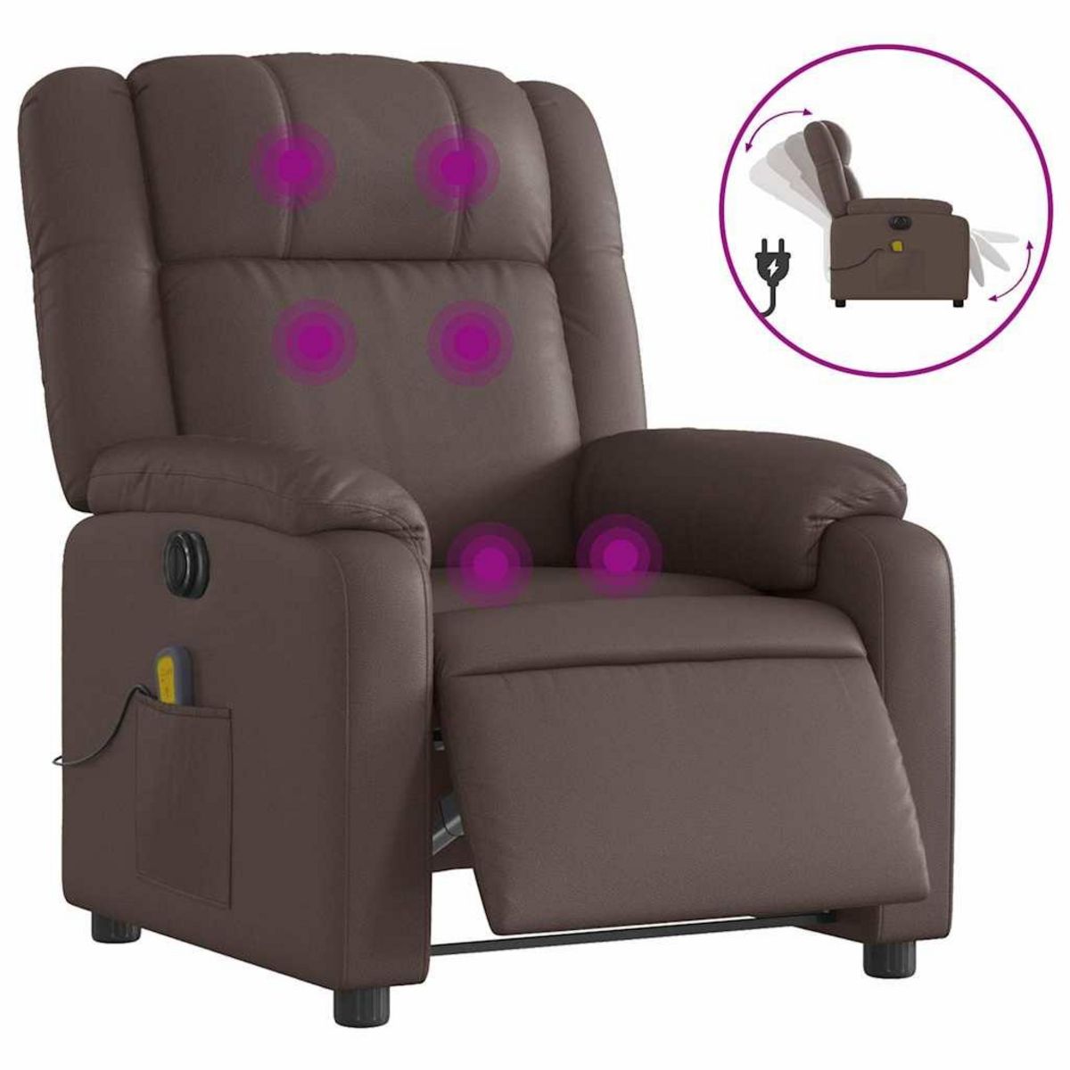 VIDAXL Fauteuil de massage inclinable electrique marron similicuir