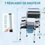 Voir la diapositive 6 : HOMCOM Chaise percée toilette pliable hauteur réglable - seau amovible - siège, accoudoirs rembourrés - max. 150 Kg - acier gris noir