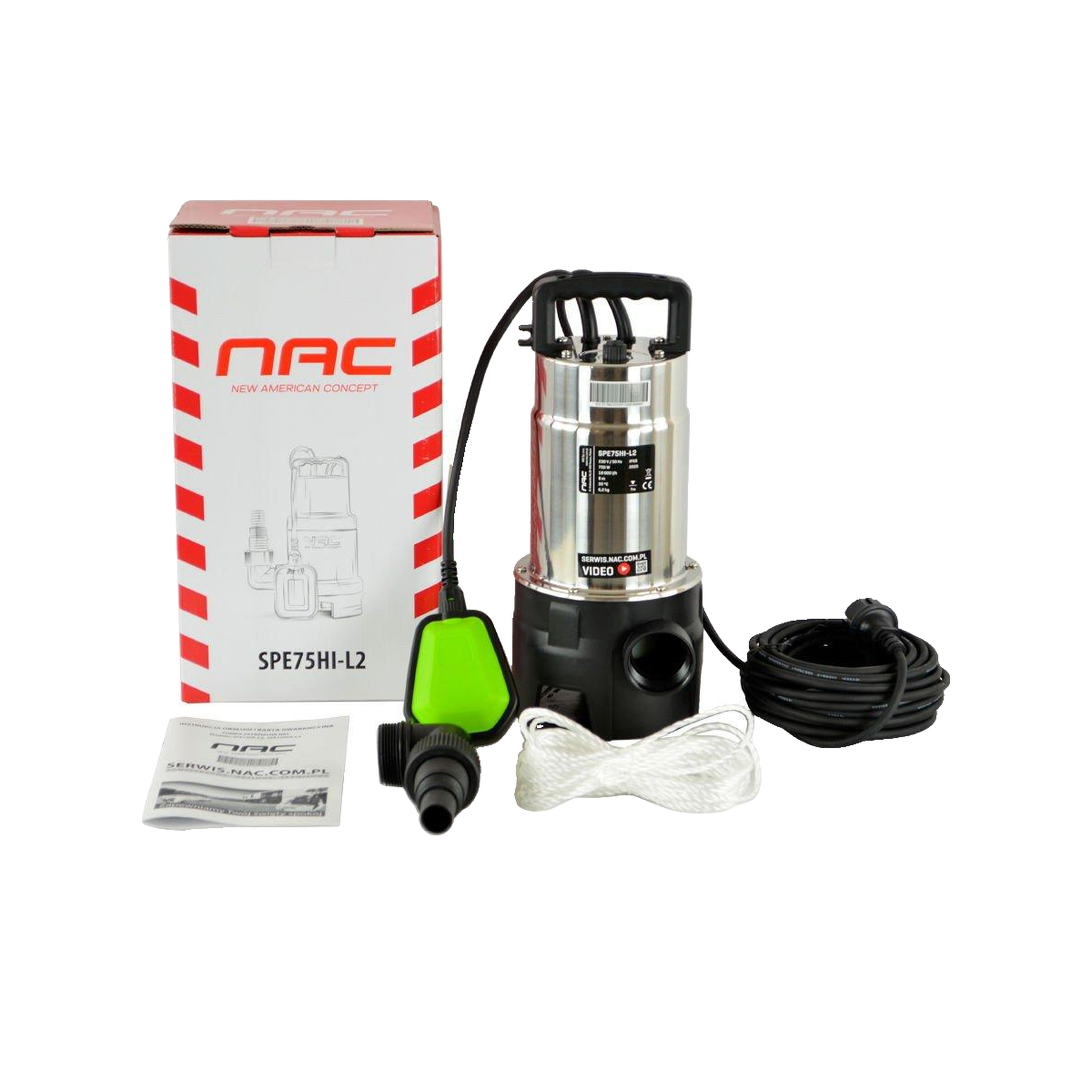 Voir la diapositive 3 : NACON Pompe à eau NAC spe75hi-l2 750 W en acier inoxydable