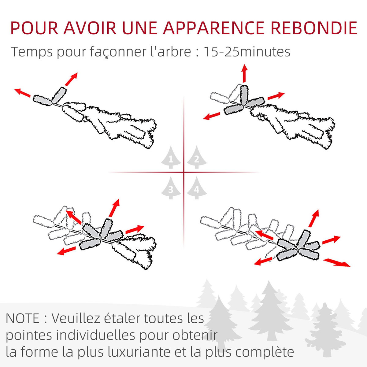 HOMCOM Sapin de Noël artificiel Ø 61 x 120H cm pied support inclus 260 branches épines grand réalisme vert