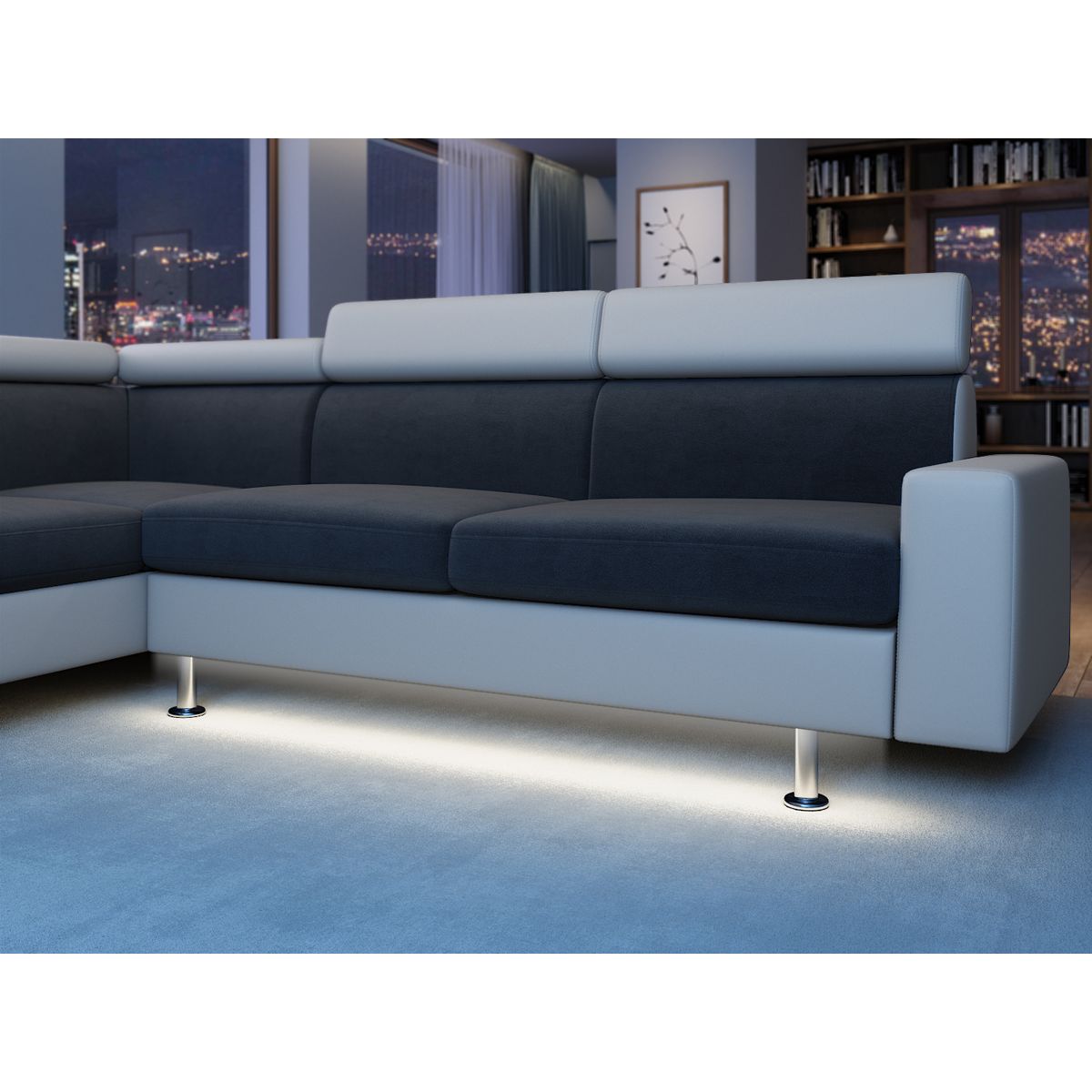 Canapé d'angle 4-5 places fixe avec LED - TOMY - Angle gauche