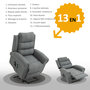 Voir la diapositive 6 : HOMCOM Fauteuil de massage fauteuil releveur électrique inclinaison réglable repose-pied ajustable lin gris chiné