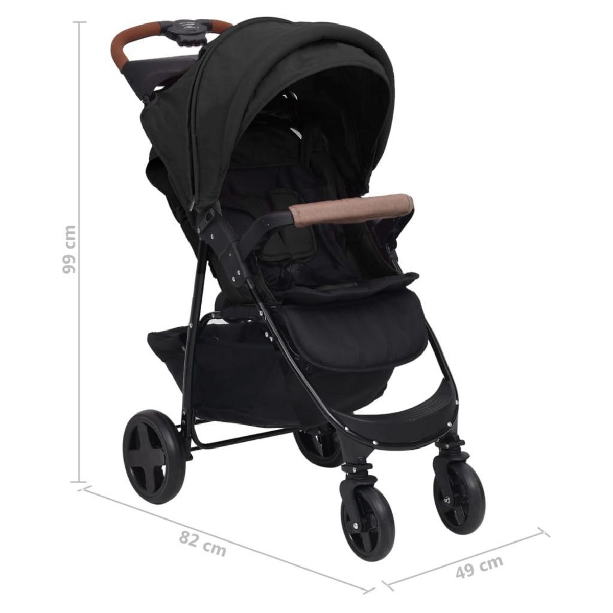VIDAXL Poussette pour bebe 3-en-1 Anthracite Acier