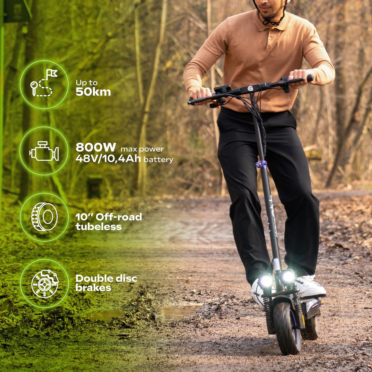 URBANGLIDE Trottinette Électrique Adulte UrbanGlide  ECROSS –  Moteur 1300W -  Autonomie Jusqu'a 60 km - Pneu Tubeless 10  - Batterie 54V/13Ah - Poids 23Kg