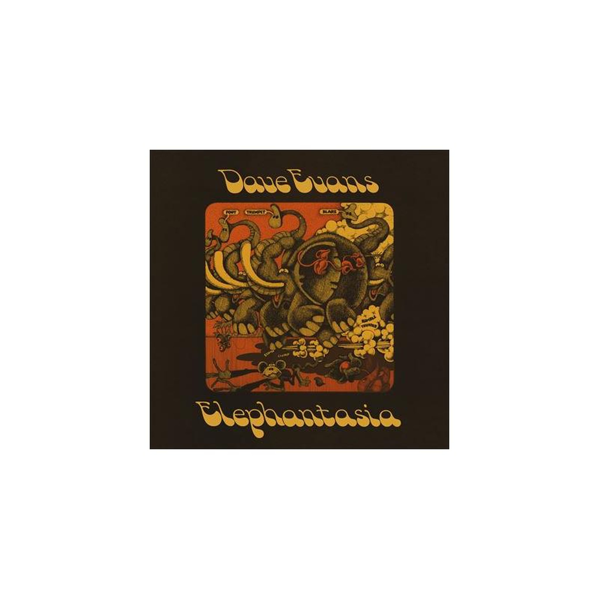 Cd elephantasia sans marque, album avec pochette carrée illustrée, éléphant stylisé et typographie rétro