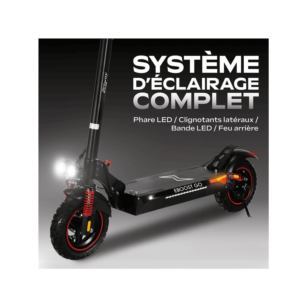 EZWAY Trottinette électrique EZWAY EBOOST GO – Usage tout-terrain, autonomie 50 km, vitesse 25 km/h