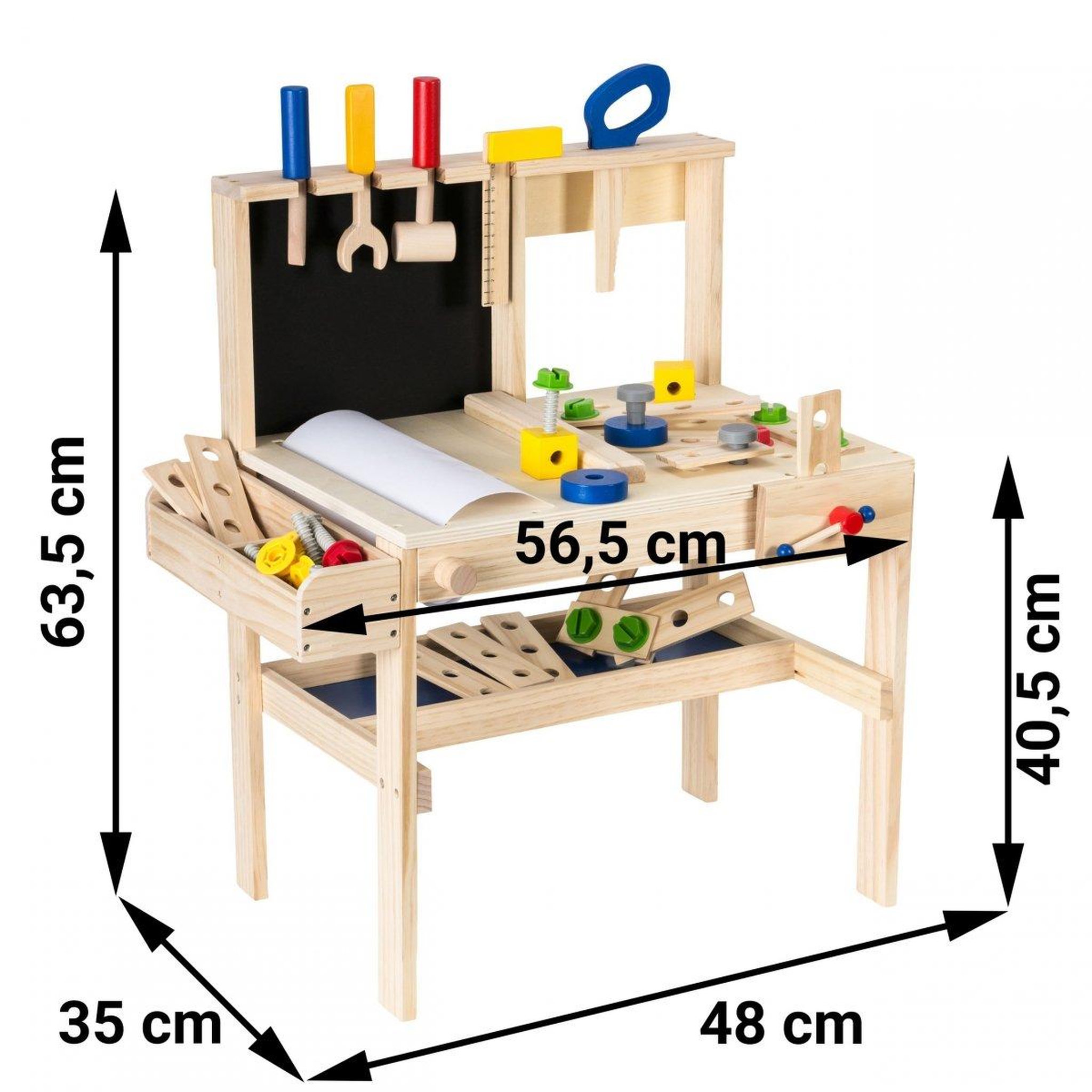 Voir la diapositive 4 : MAMABRUM Etabli Enfant Atelier de Bricolage Bois avec Ceinture Papier Tableau, Kit 75 Pièces Table de travail
