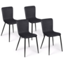 Voir la diapositive 1 : ID MARKET Lot de 4 chaises MACHA en velours gris foncé pour salle à manger
