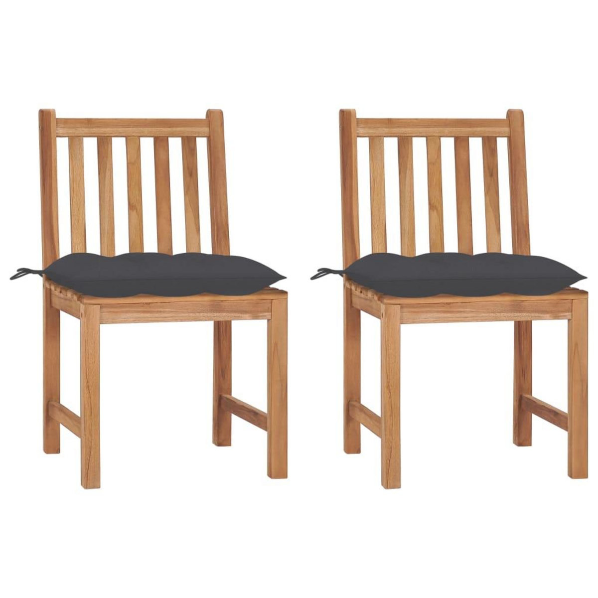VIDAXL Chaises de jardin lot de 2 avec coussins Bois de teck massif
