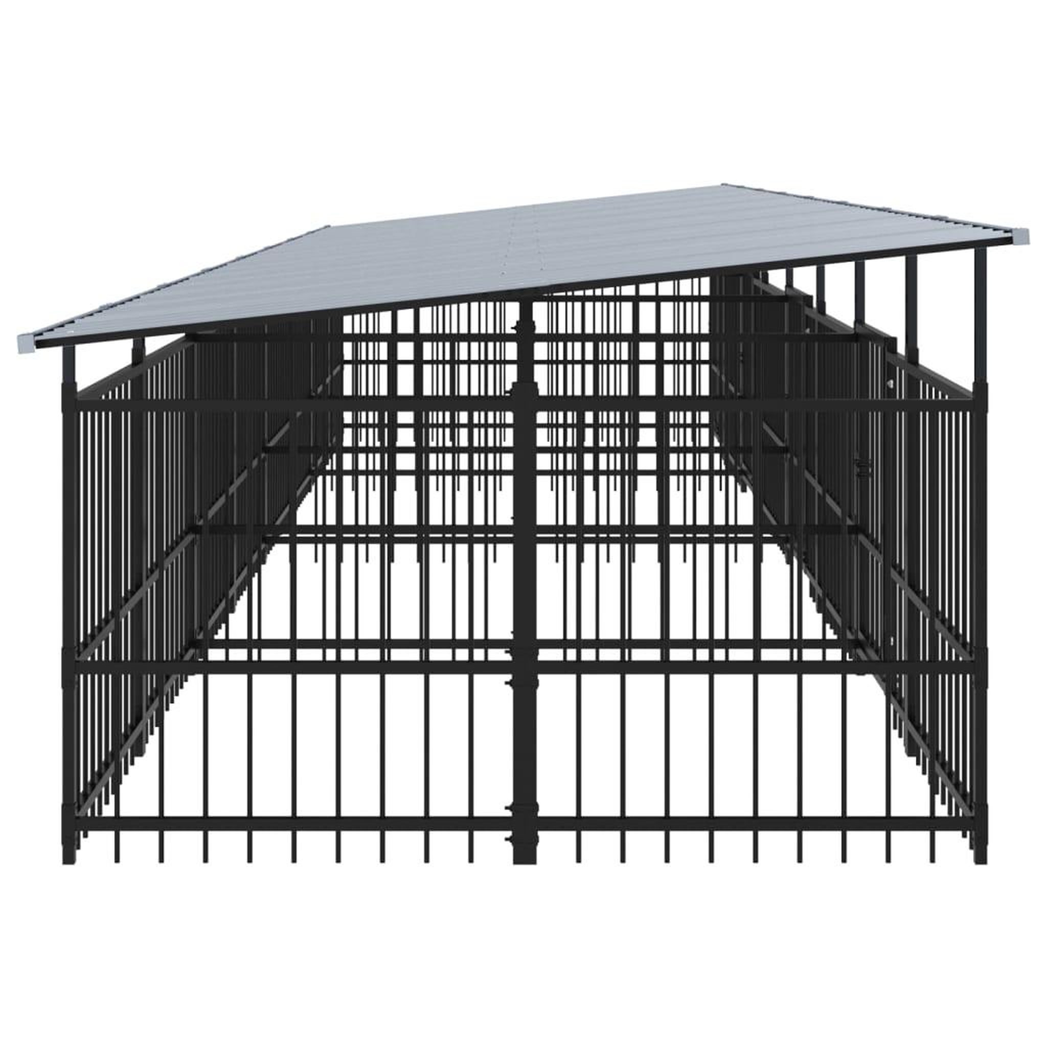 Voir la diapositive 4 : VIDAXL Chenil d'exterieur avec toit pour chiens Acier 15,02 m²