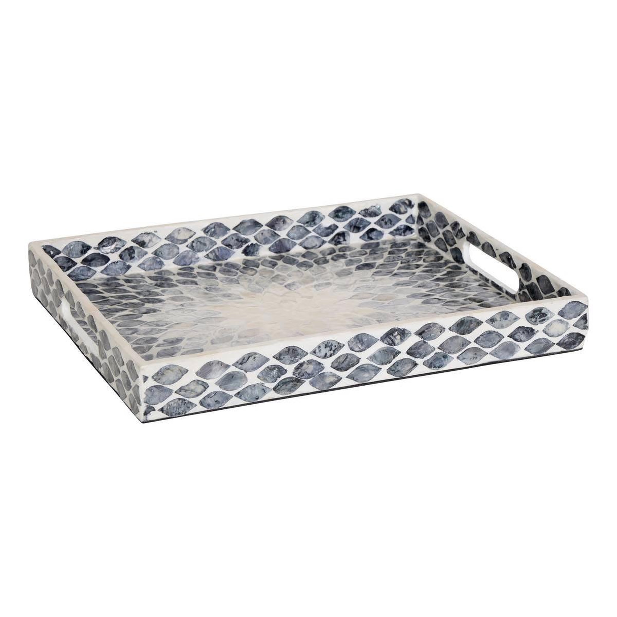 ATMOSPHERA Plateau en coquillage  sheila  30x38cm gris
