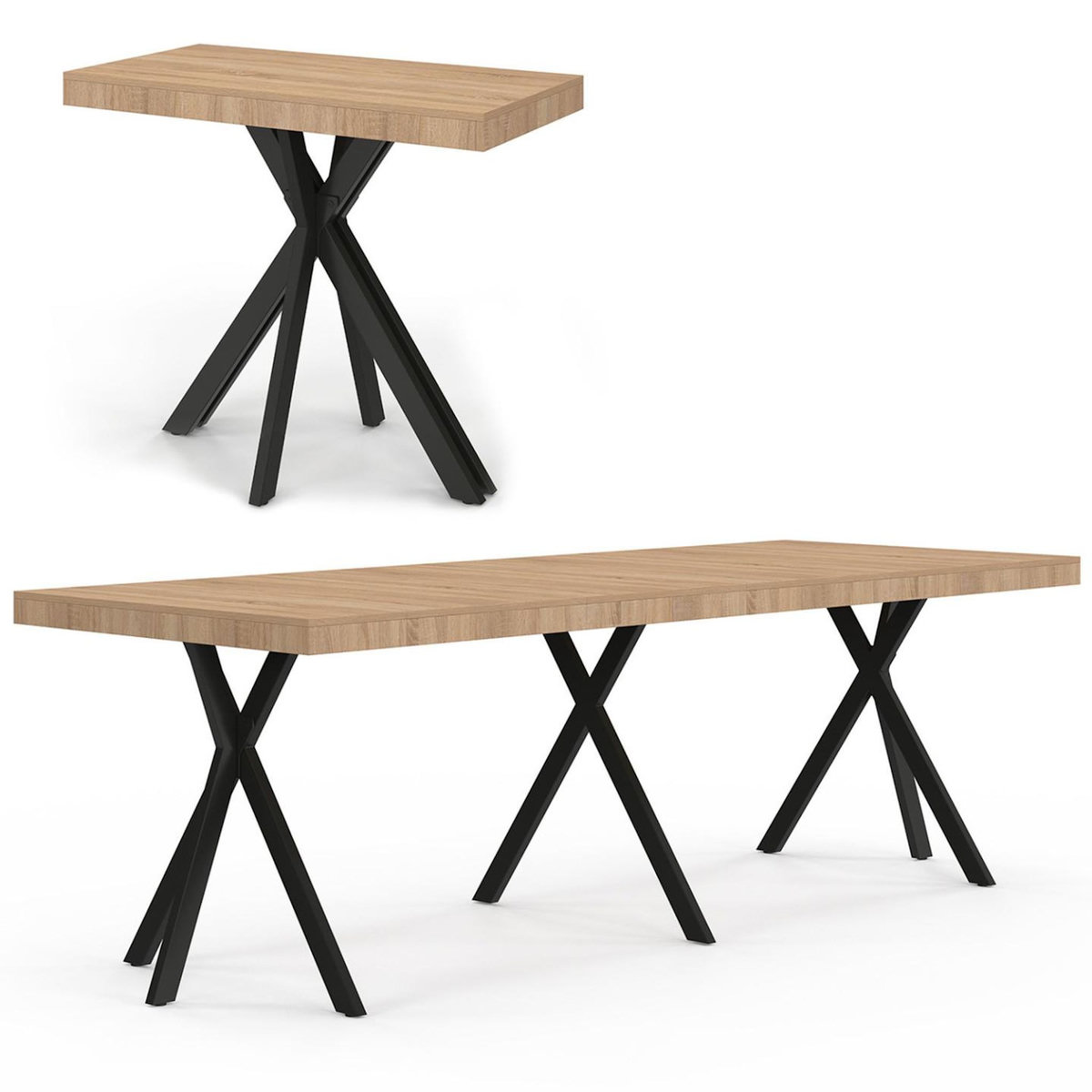 ID MARKET Table console extensible ALIX 10 personnes 235 cm design industriel