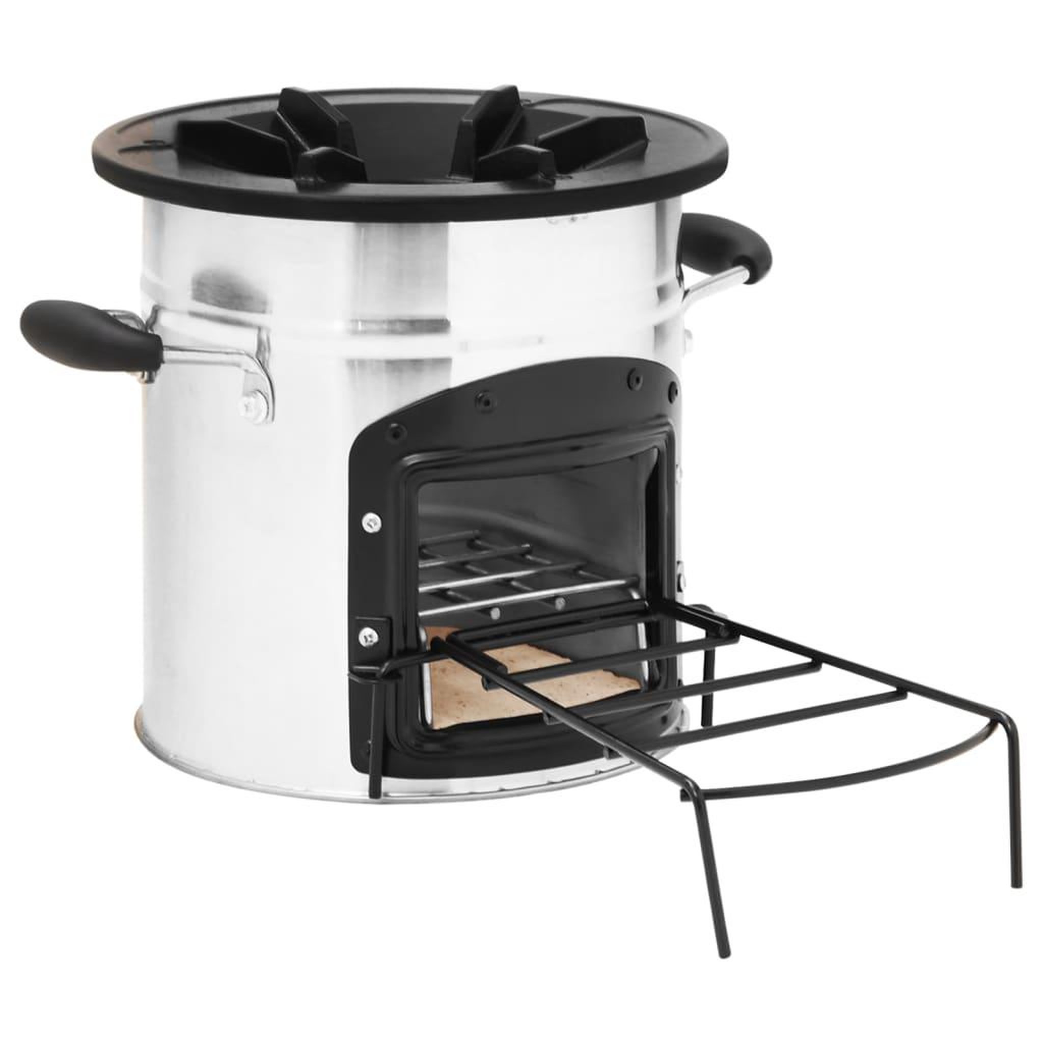 Voir la diapositive 2 : VIDAXL Poele a bois de camping Argente 45,5x33x25,5cm Acier inoxydable