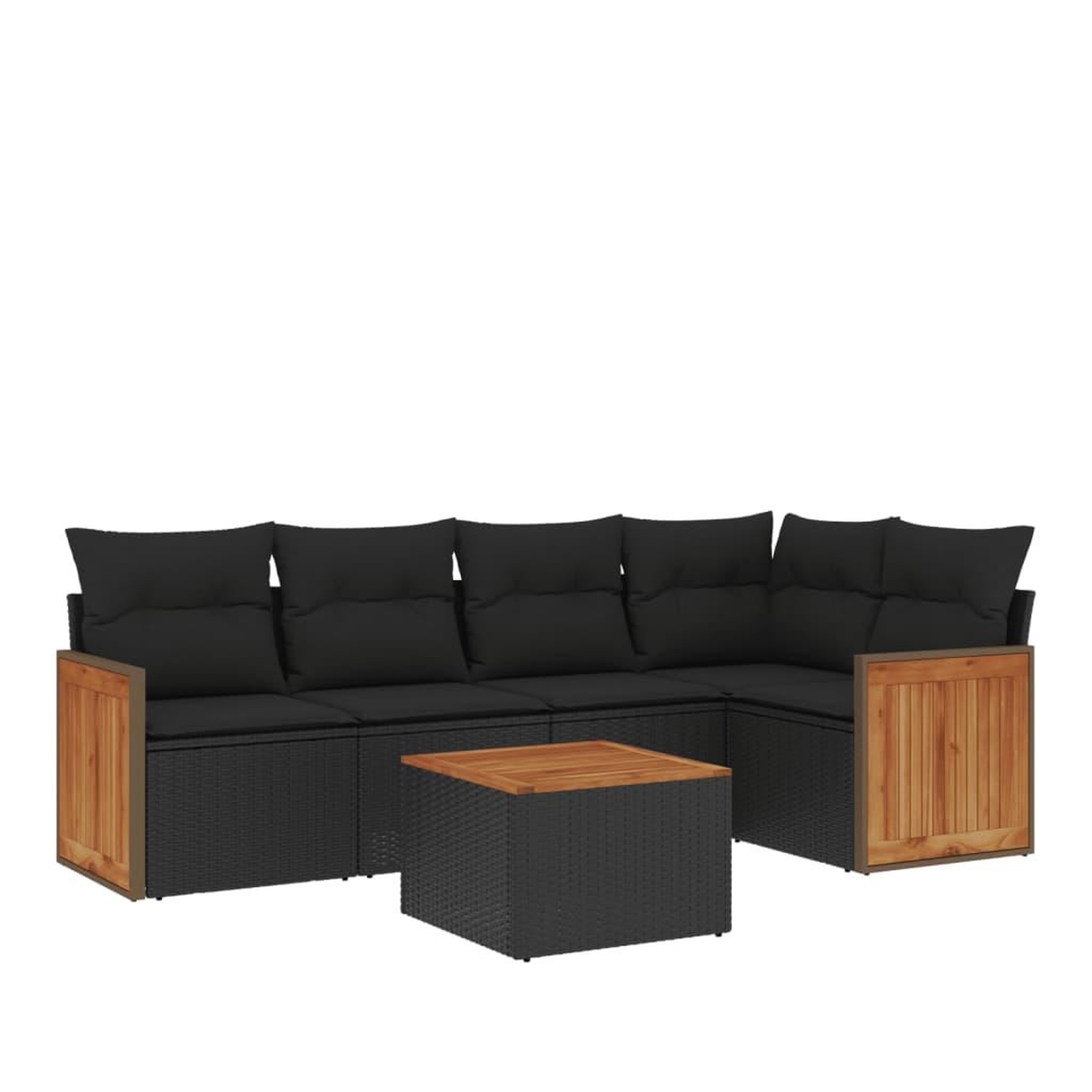 Voir la diapositive 2 : VIDAXL Salon de jardin 6 pcs avec coussins noir resine tressee