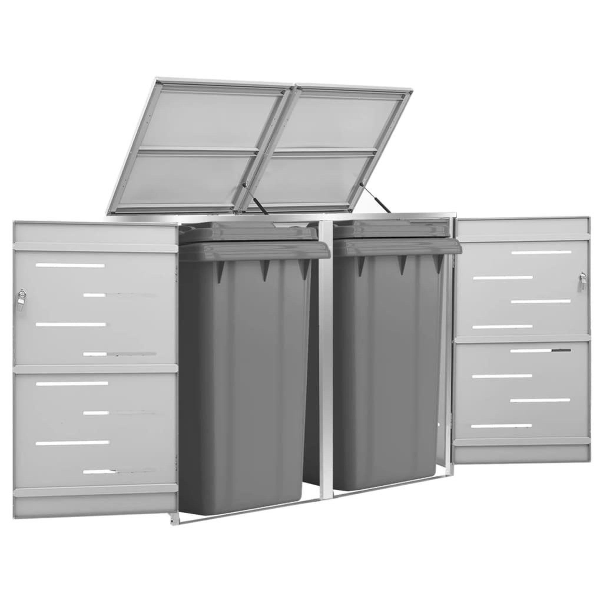 Voir la diapositive 1 : VIDAXL Abri pour deux poubelles 138x77,5x112,5 cm Inox