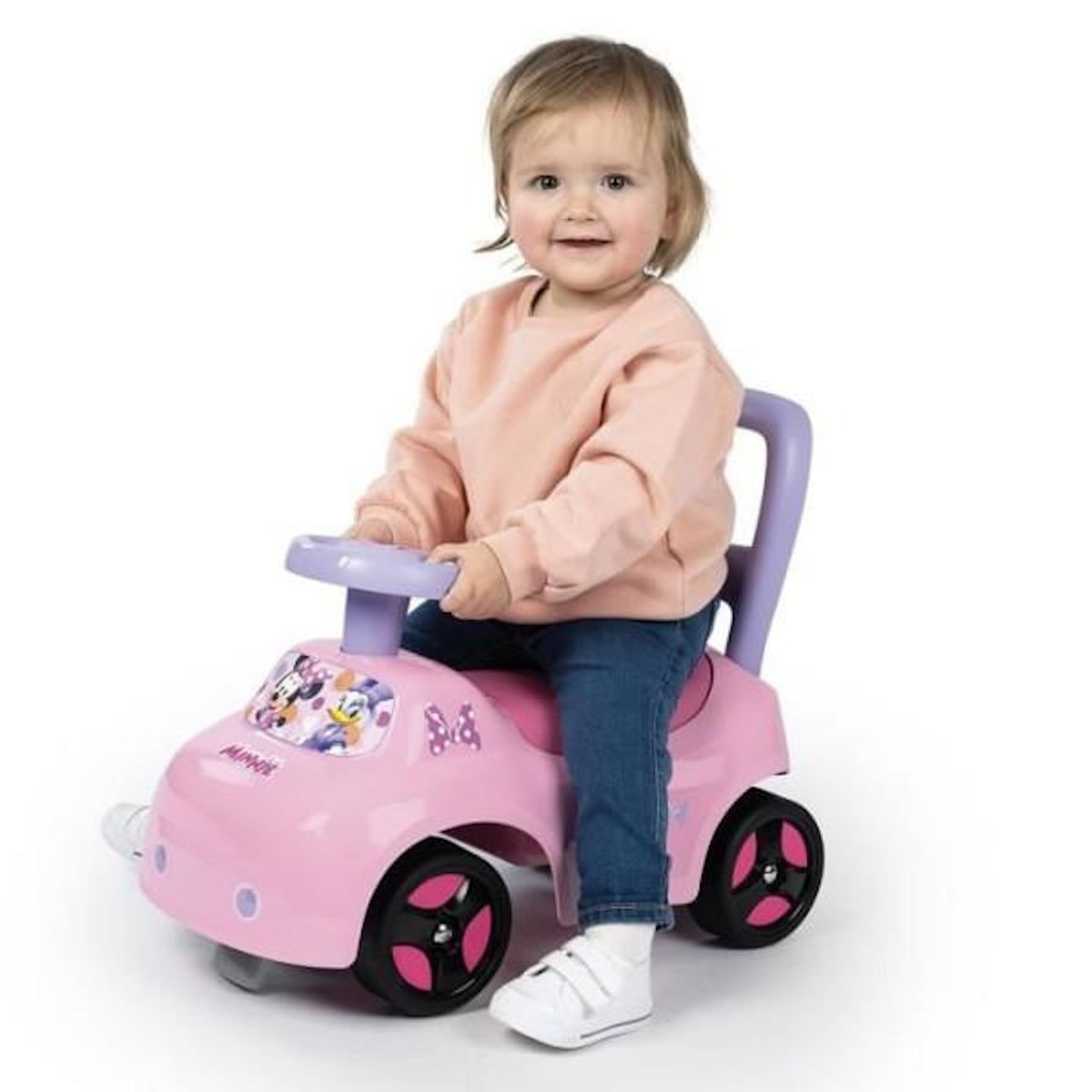 SMOBY Smoby - Porteur auto enfant 2 en 1 - Minnie - Coffre sous la selle + klaxon - Des 10 mois - Fabrication française
