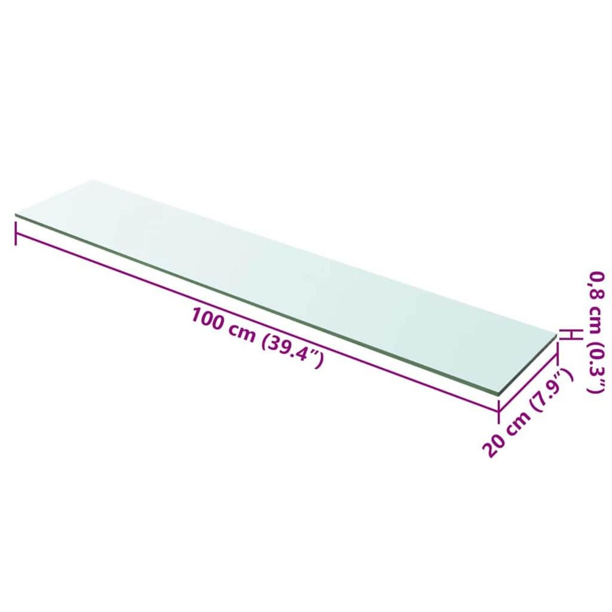 VIDAXL Panneaux d'etagere 2 pcs Verre Transparent 100 x 20 cm