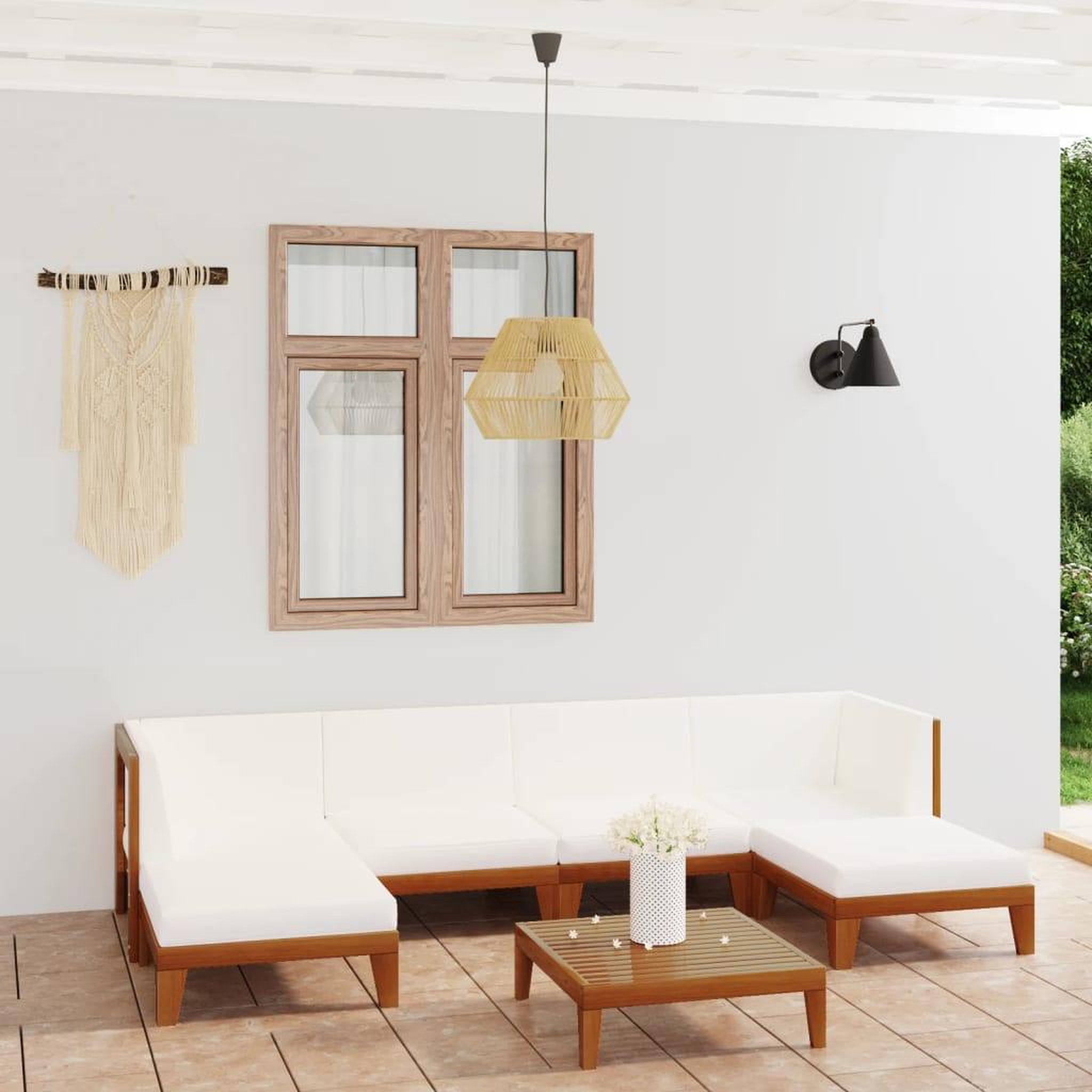 Voir la diapositive 1 : VIDAXL Salon de jardin 7 pcs avec coussins Bois d'acacia solide