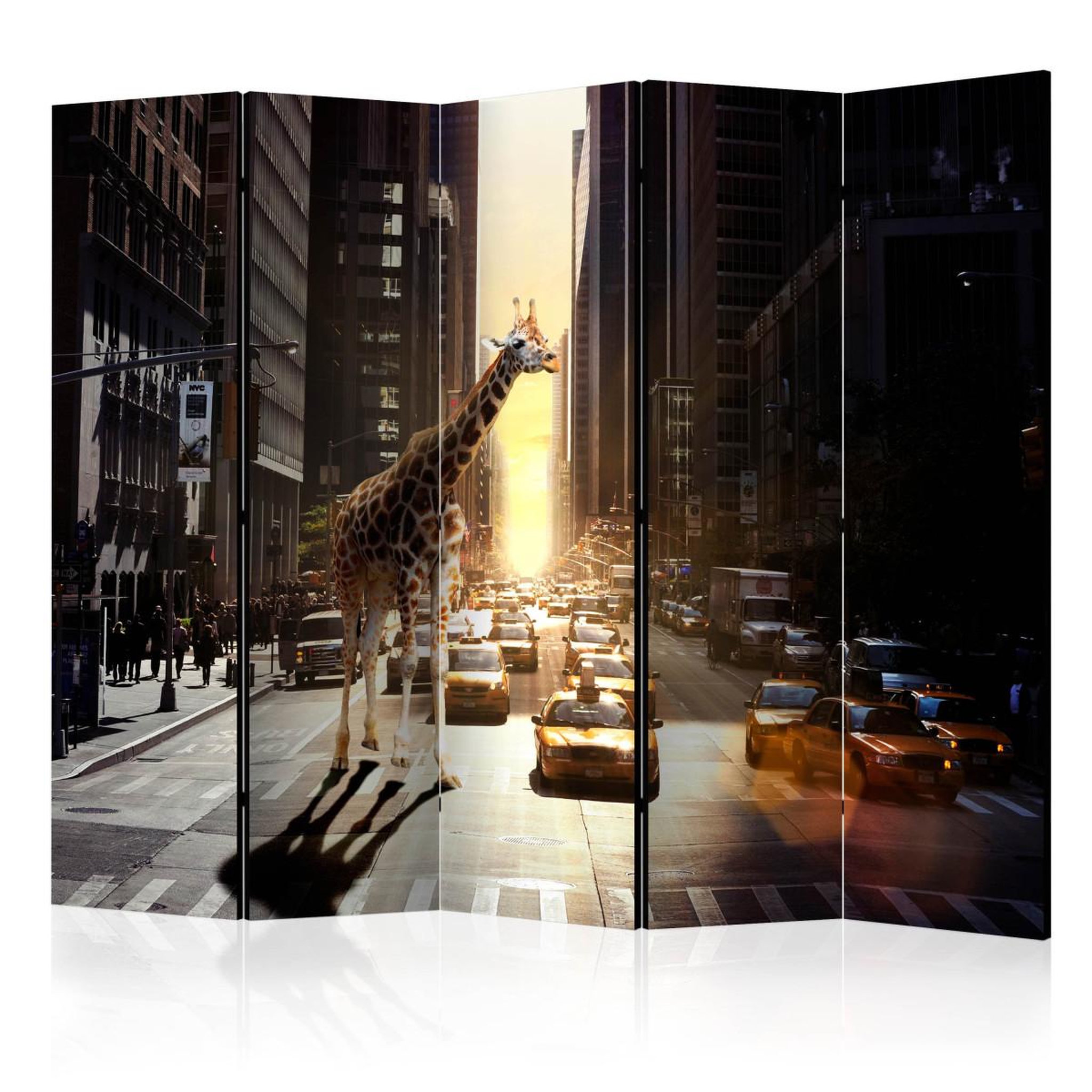 Paris Prix Paravent 5 volets  giraffe in the big city  172x225cm