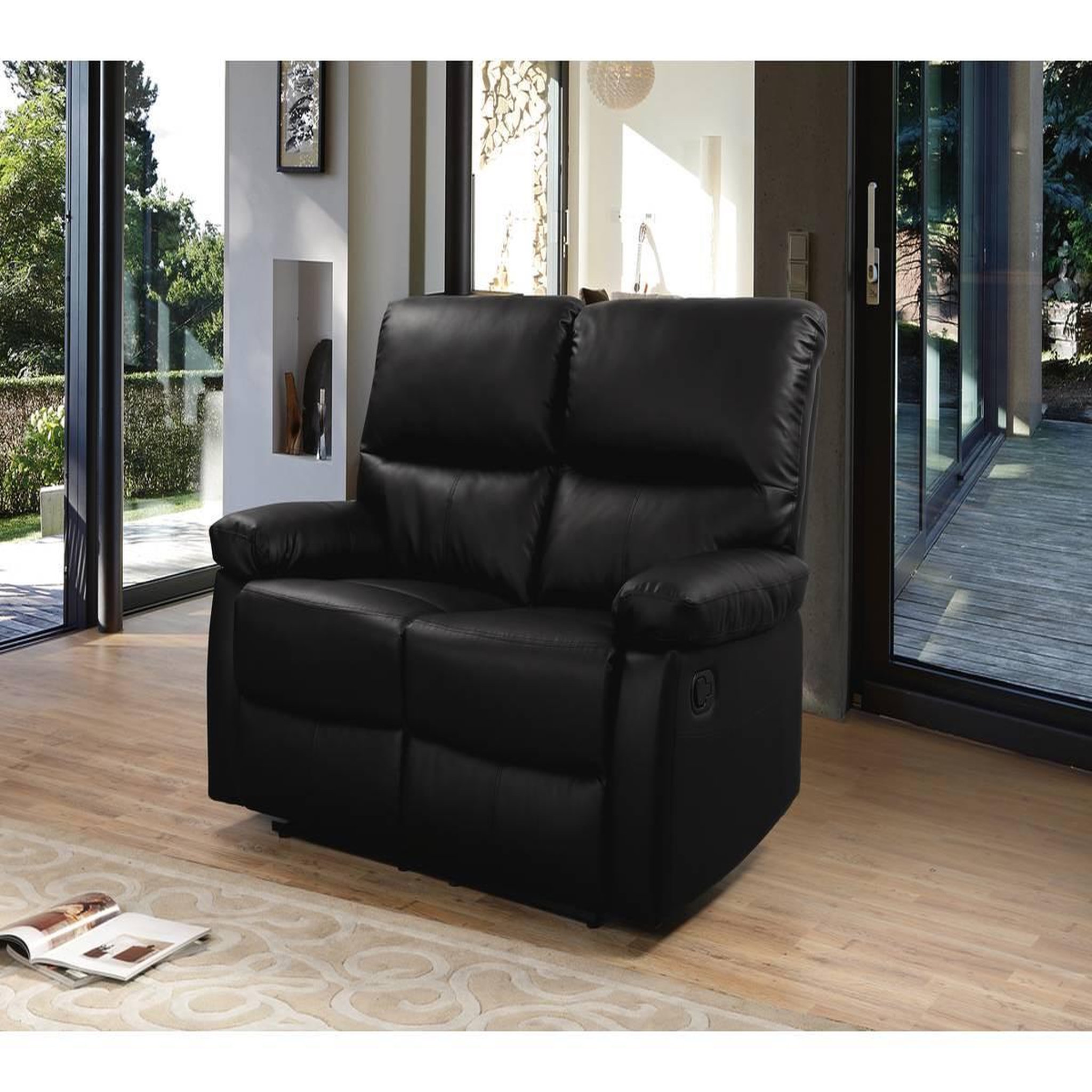 Voir la diapositive 2 : Habitat et Jardin Canapé relax  lincoln  - 147 x 89 x 103 cm - 2 places - noir