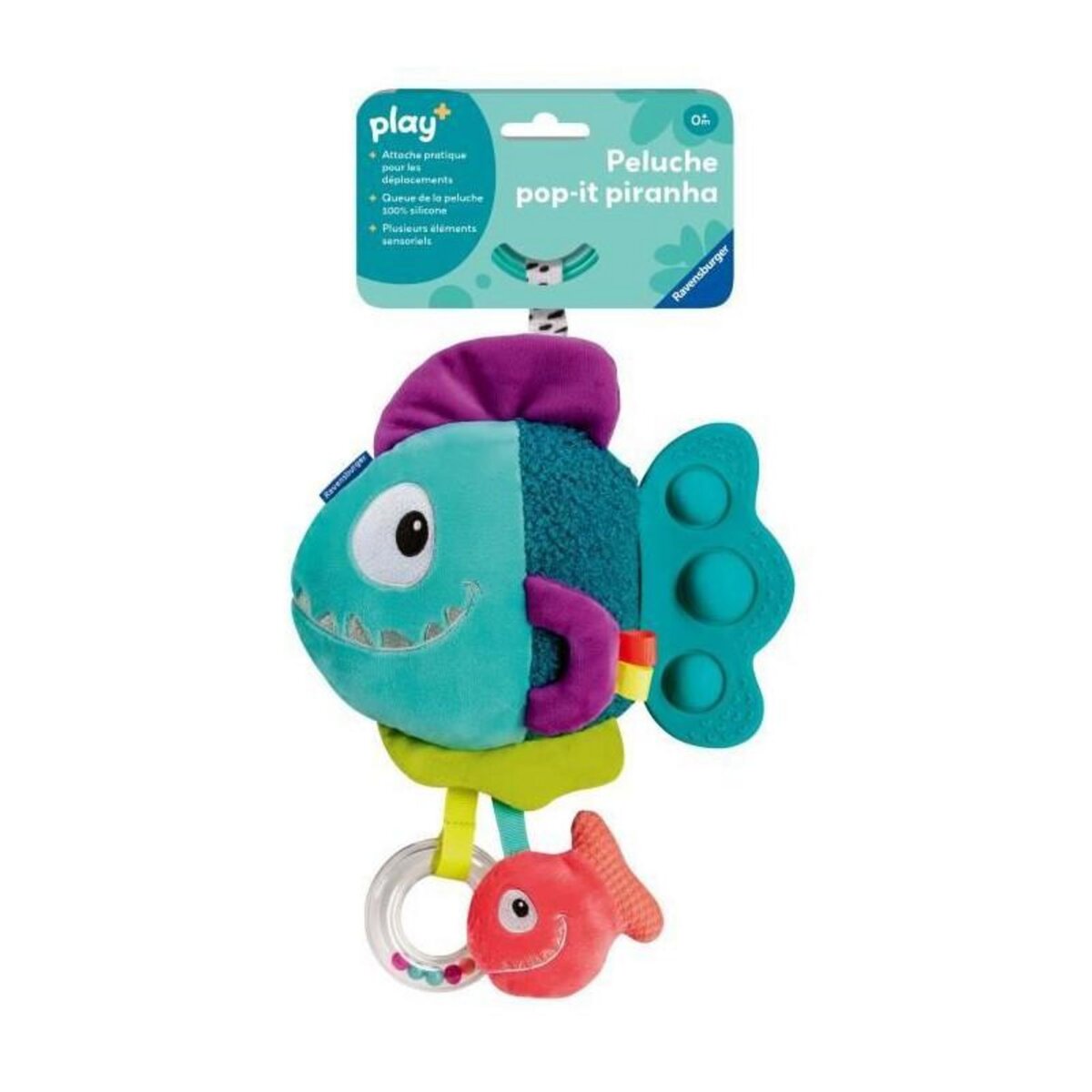 RAVENSBURGER Ravensburger -PLAY + - Peluche pop-it piranha bleu - Des la naissance - version française - 34016