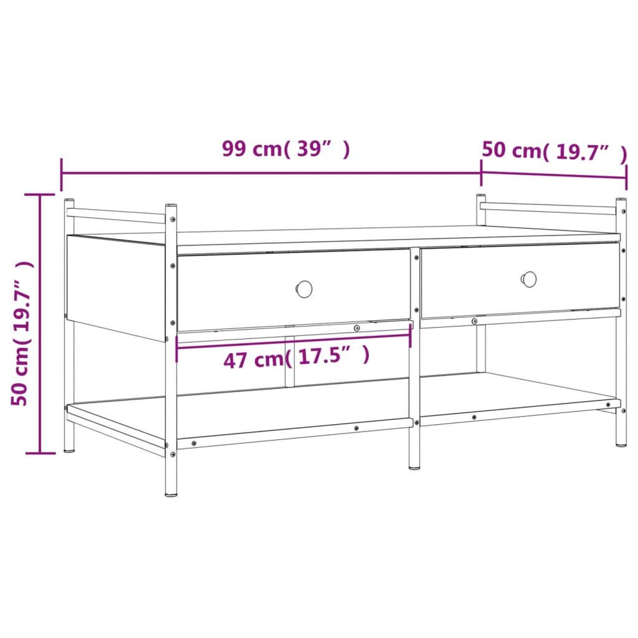 Voir la diapositive 6 : VIDAXL Table basse chene sonoma 99x50x50 cm bois d'ingenierie