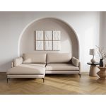 LISA DESIGN Carlos - canapé d'angle gauche 4 places ultra moelleux en tissu texturé. Coloris disponibles : Orange, Gris, Beige, Vert, Bleu, Noir