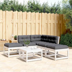 VIDAXL Salon de jardin 5 pcs avec coussins blanc bois massif de pin