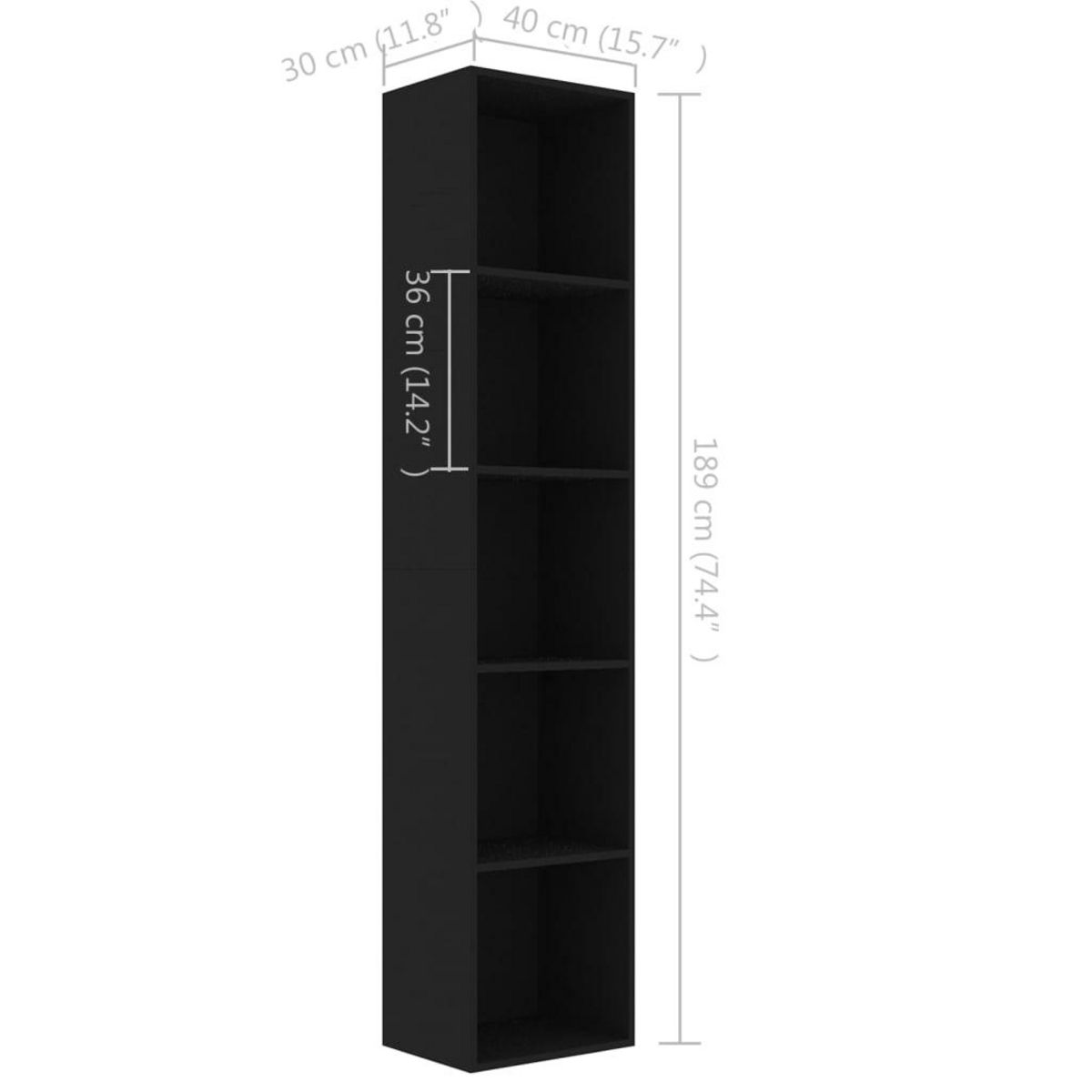 VIDAXL Bibliotheque Noir 40x30x189 cm Bois d'ingenierie