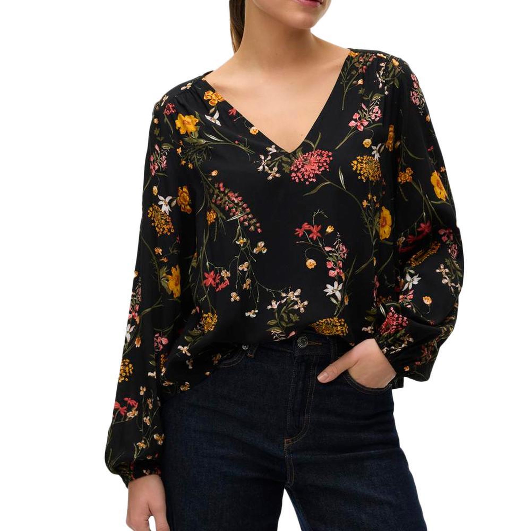 Vero Moda Blouse Noir à Fleurs Femme Vero Moda Easy Joy. Coloris disponibles : Noir