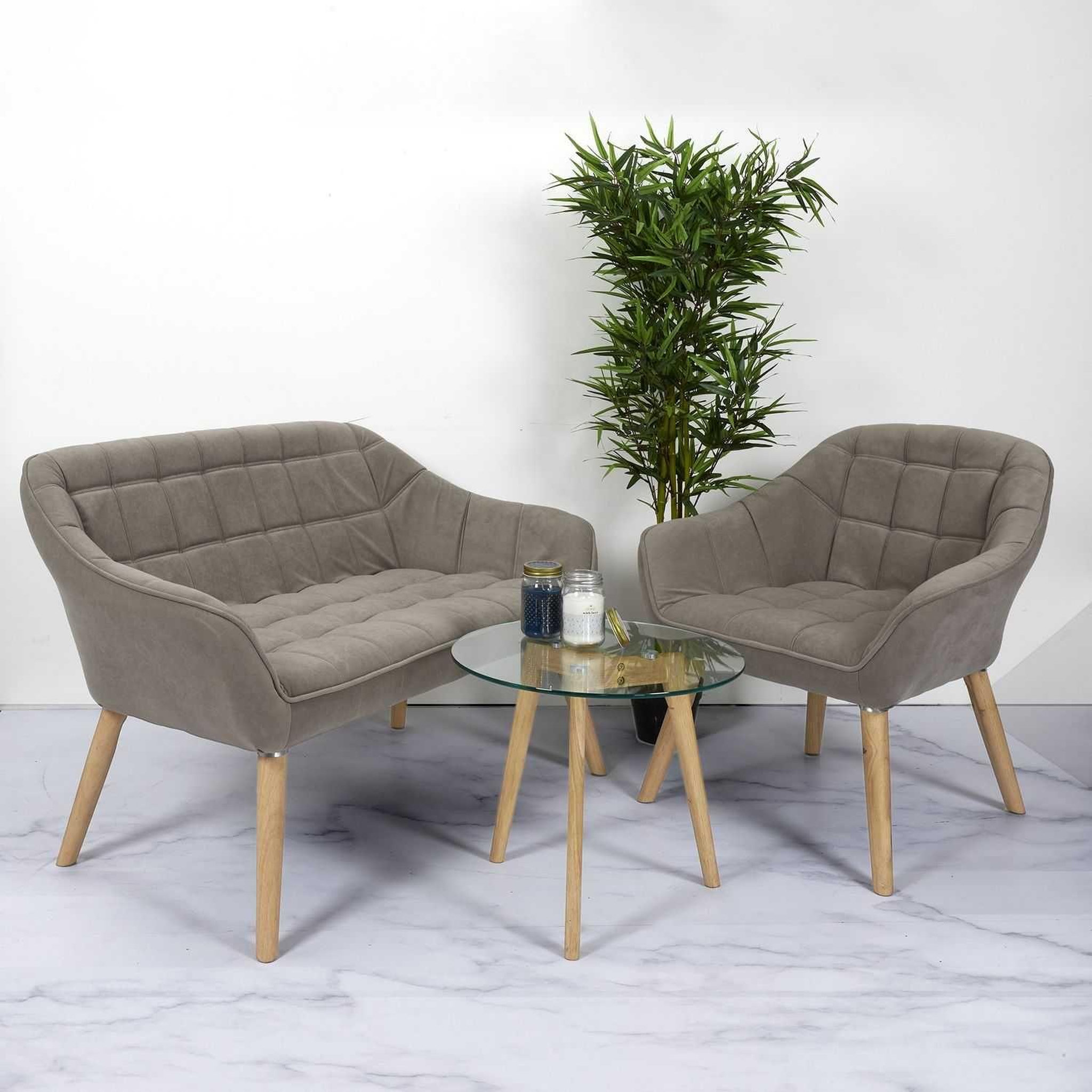 Voir la diapositive 2 : The Home Deco Factory Canapé namsos - 2 places - taupe
