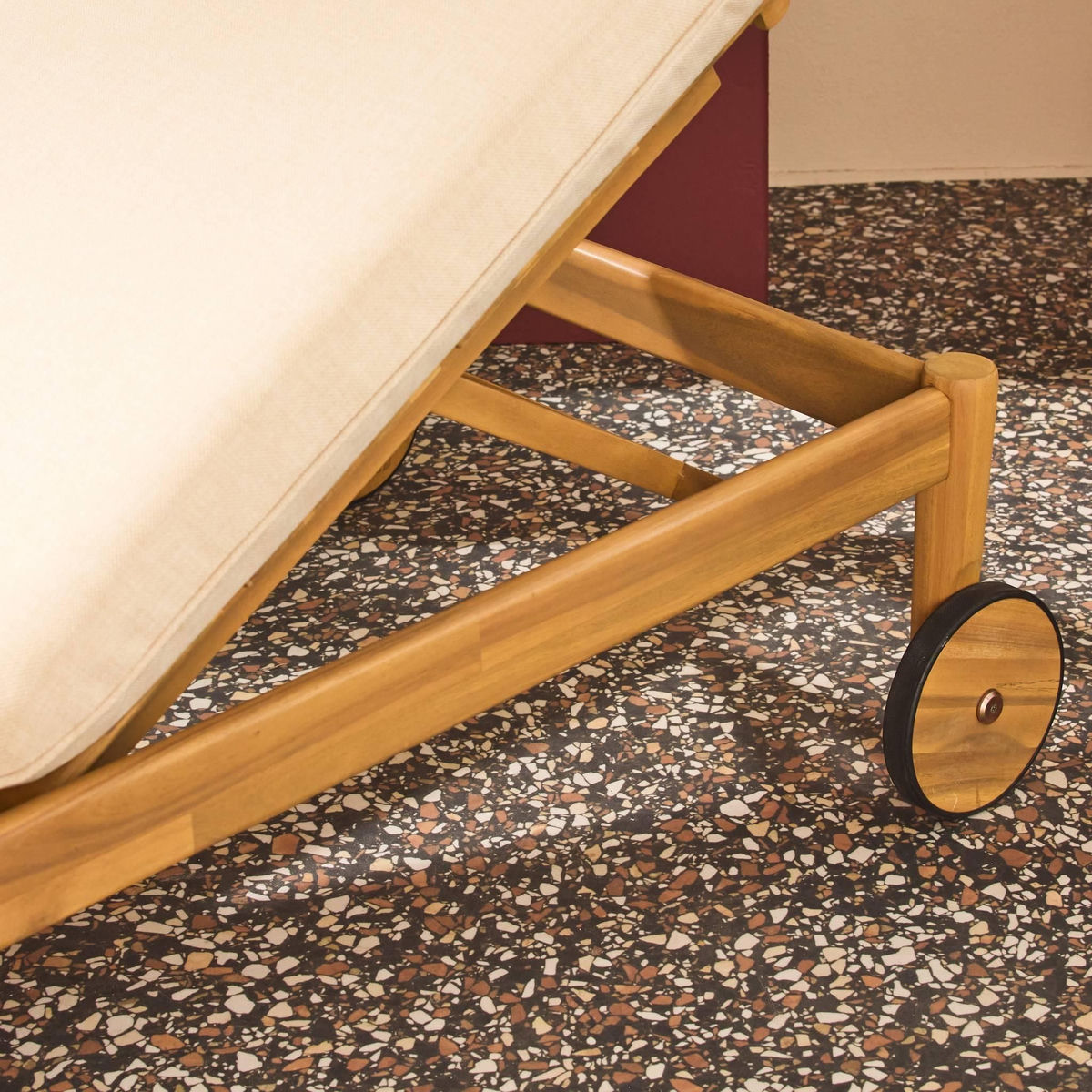 SWEEEK Bain de soleil bois d'acacia multi positions avec roulettes naturel - Sola